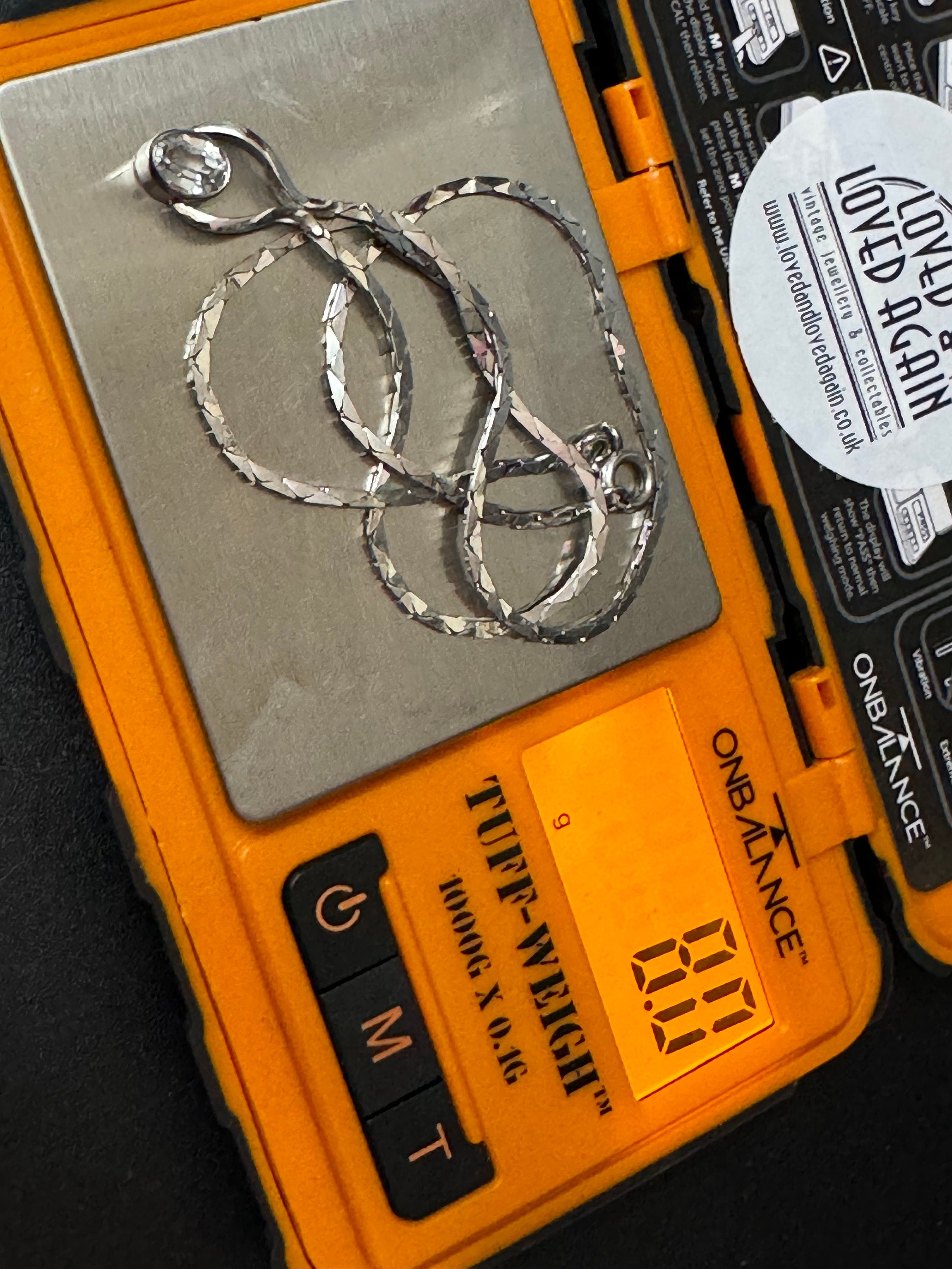 Vintage 800 Silver Diamanté Pendant Necklace - 1970s Oval Rivière