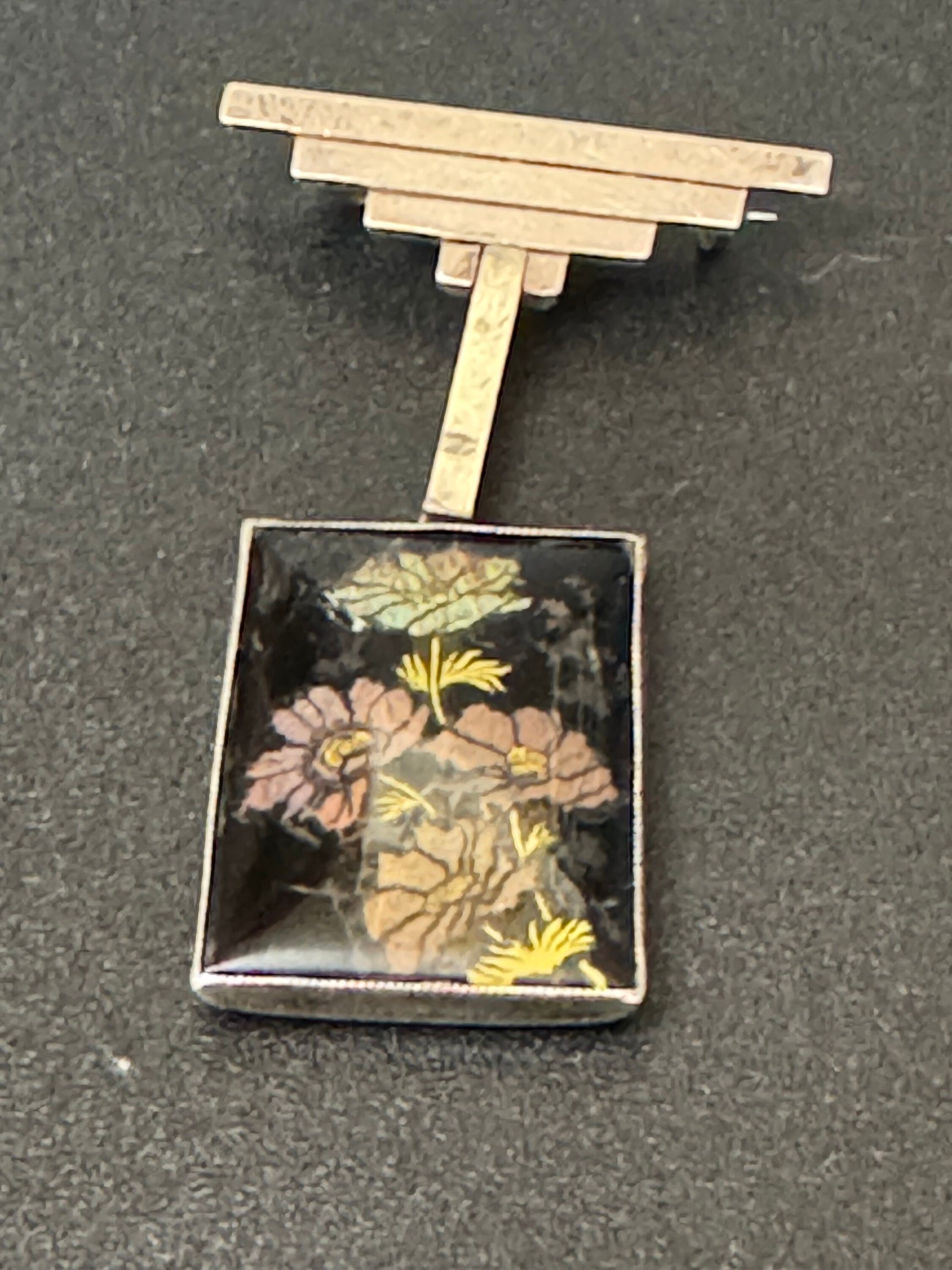 Vintage 925 Silver pastel Blue pink Butterfly Wing art deco pendant dangle brooch