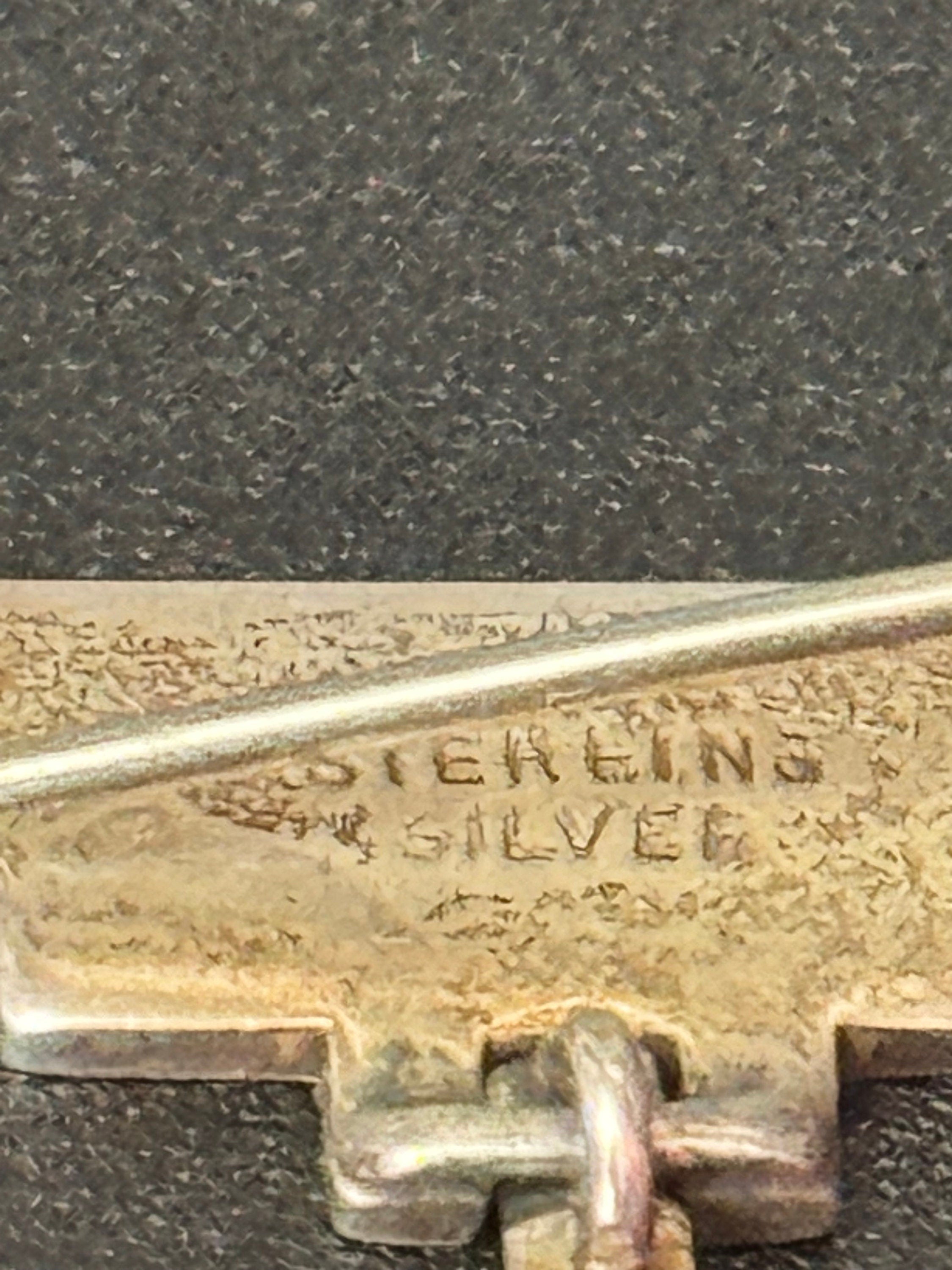 Vintage 925 Silver pastel Blue pink Butterfly Wing art deco pendant dangle brooch