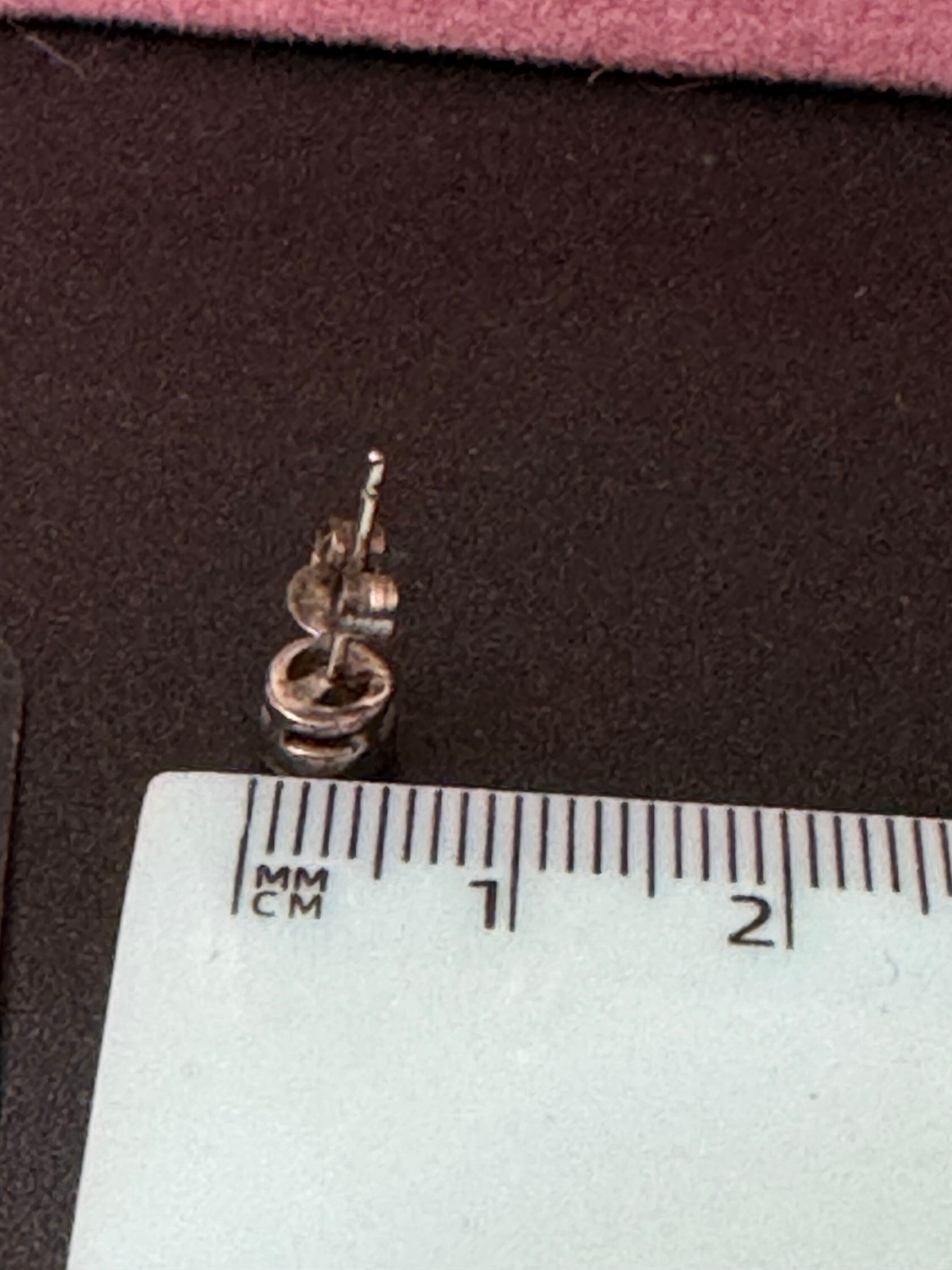 Vintage 925 Sterling silver clear diamanté small round stud earrings pierced