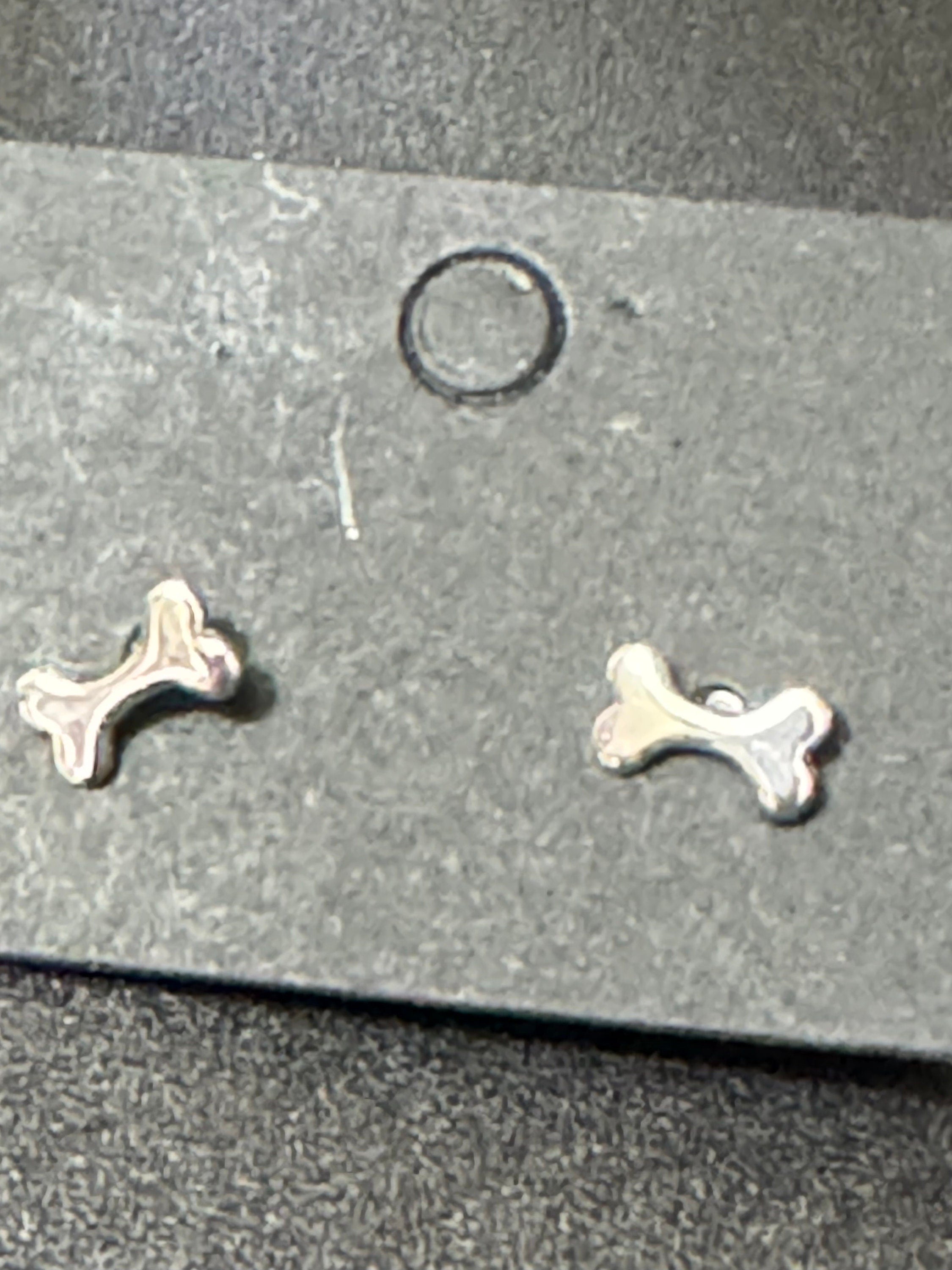 Novelty retro 925 Sterling silver small dog bone stud earrings pierced