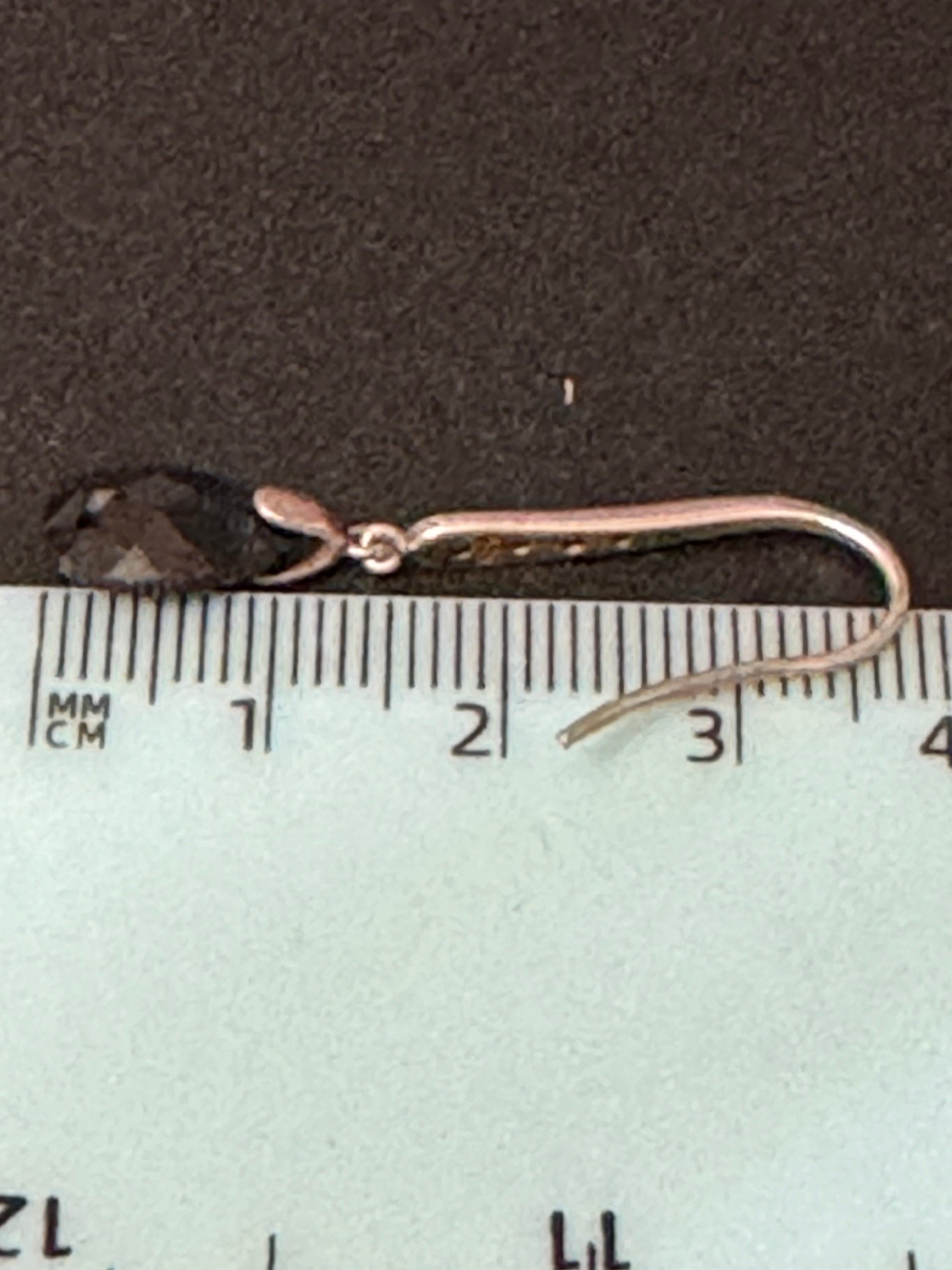 Vintage artisan 925 sterling silver black teardrop crystal drop earrings pierced ears modernist