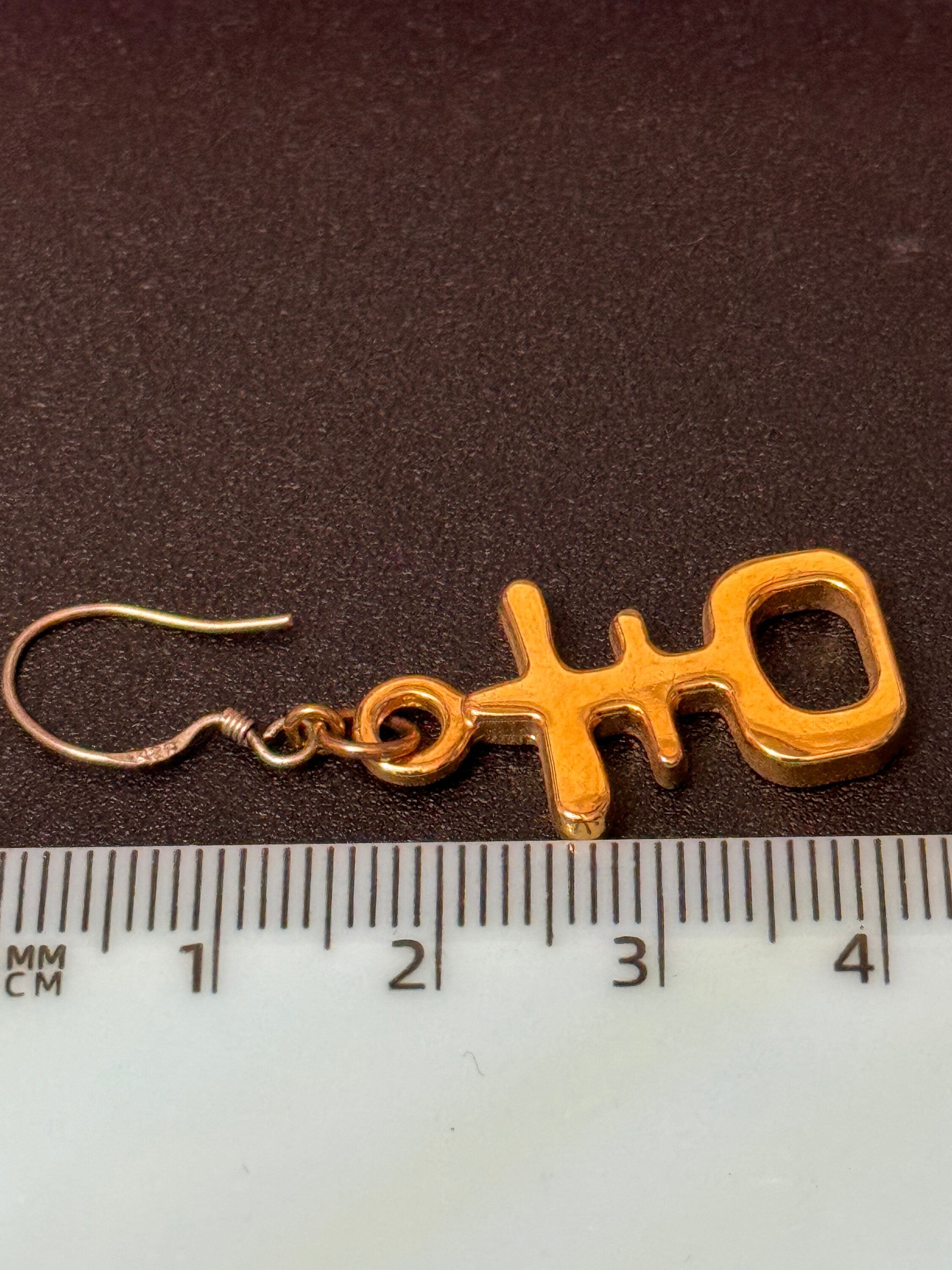 925 silver gold tone Chinese gut symbol lucky earrings