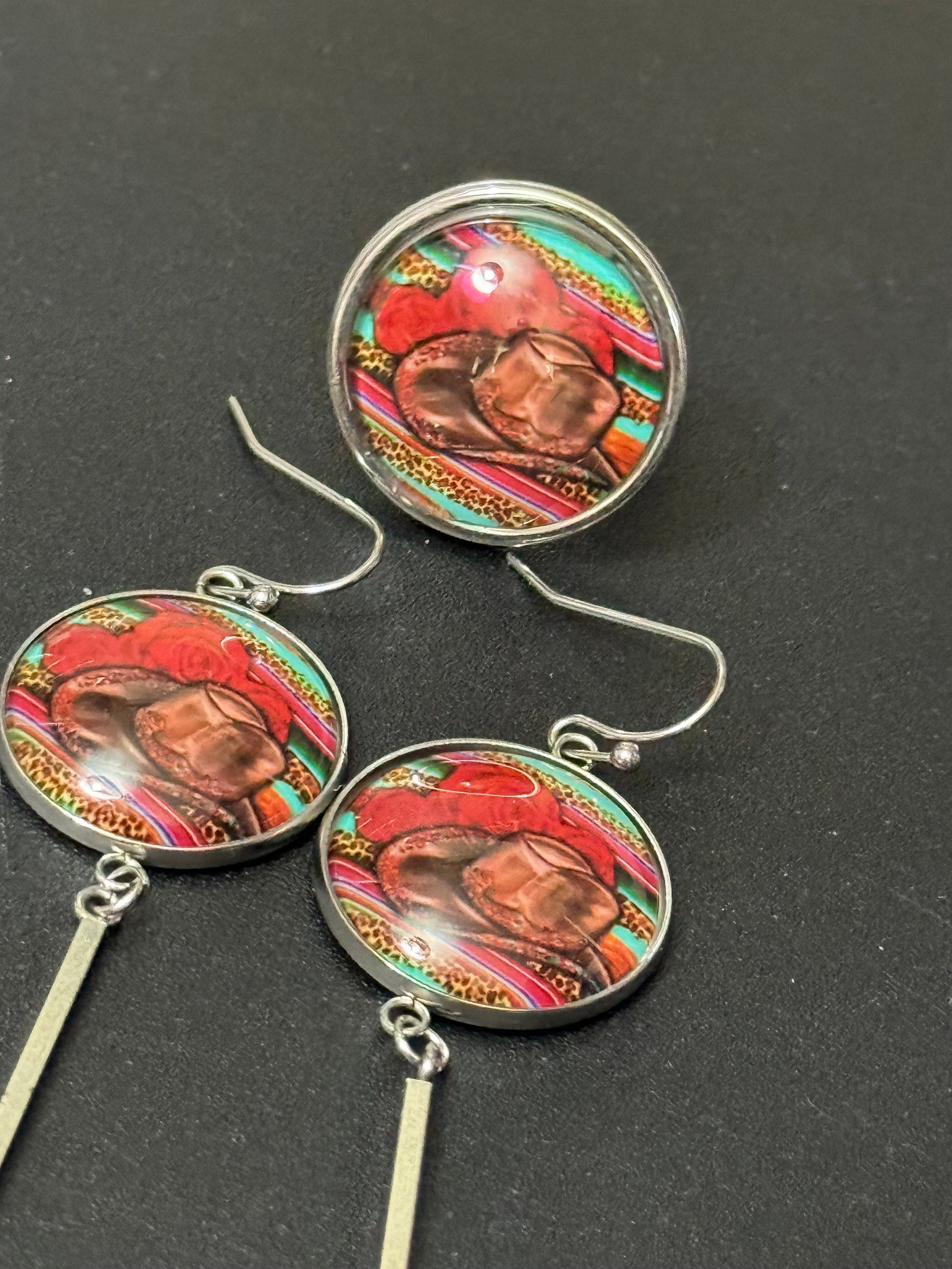 Western Cowboy Hat Earrings: South American Style, Stainless Steel