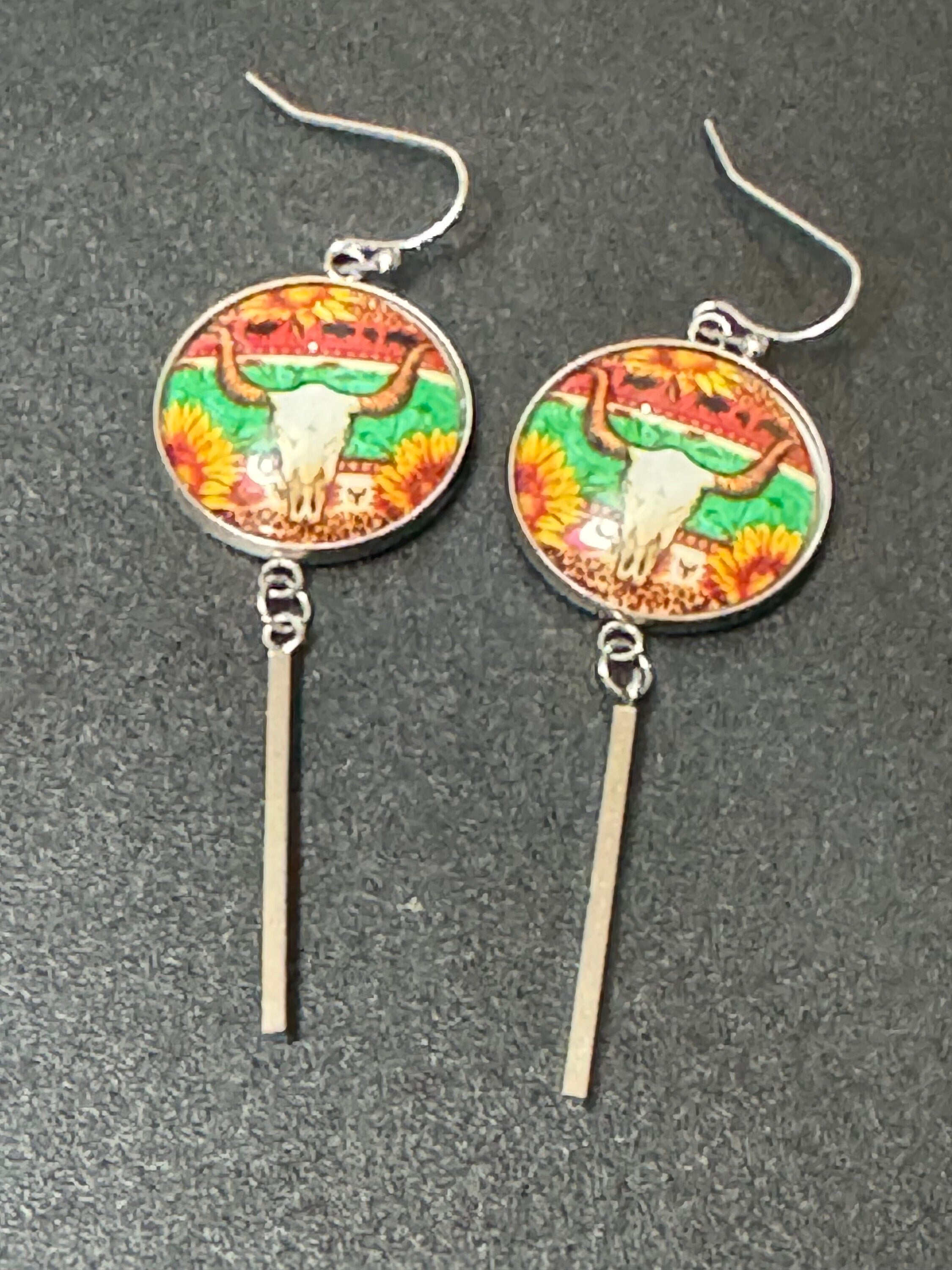 Western Buffalo Skull Earrings: Ranch Cowboy Dangle Earrings