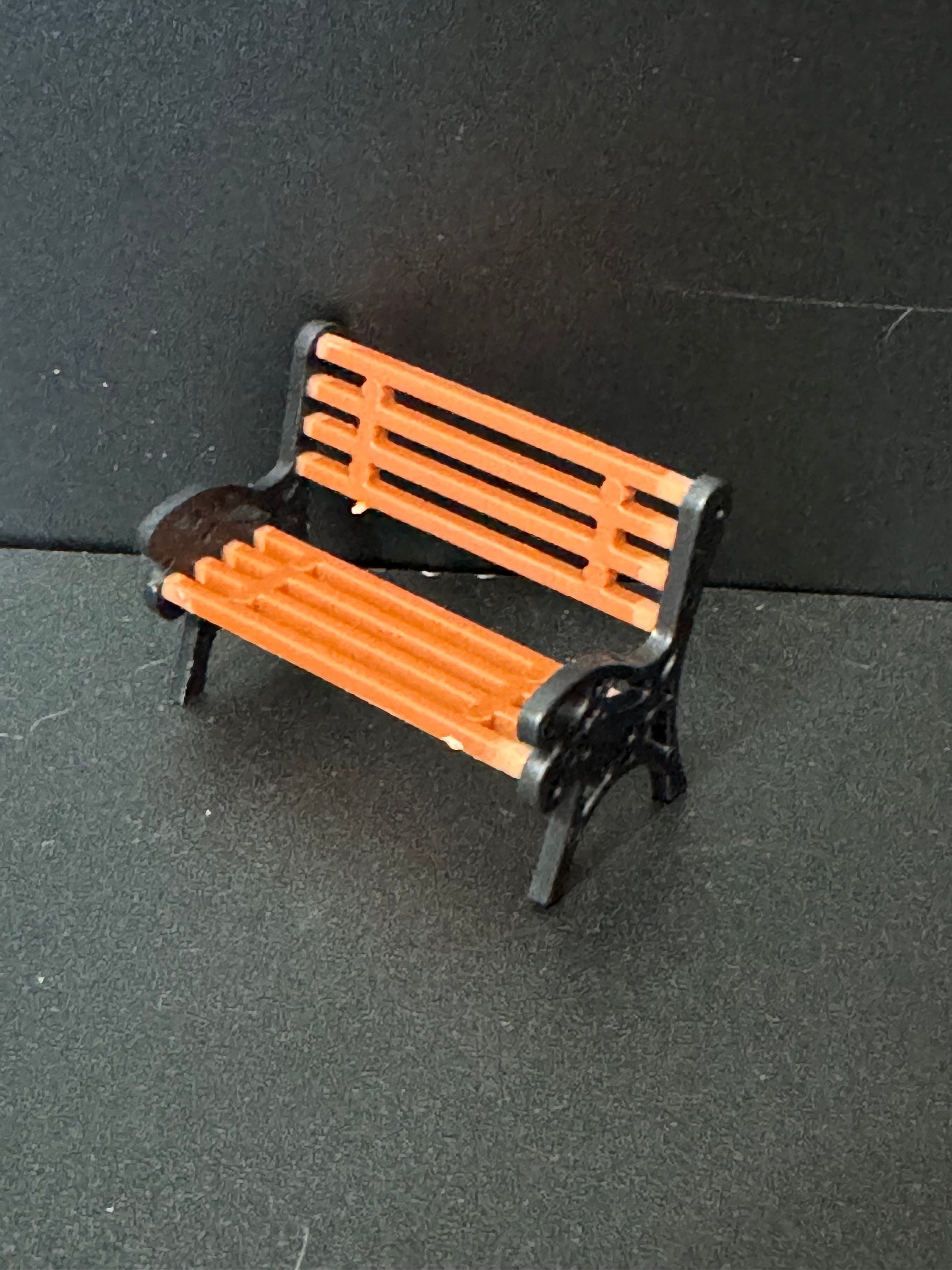 Miniature Park Bench: Brown & Black Plastic Cake Topper (4cm)