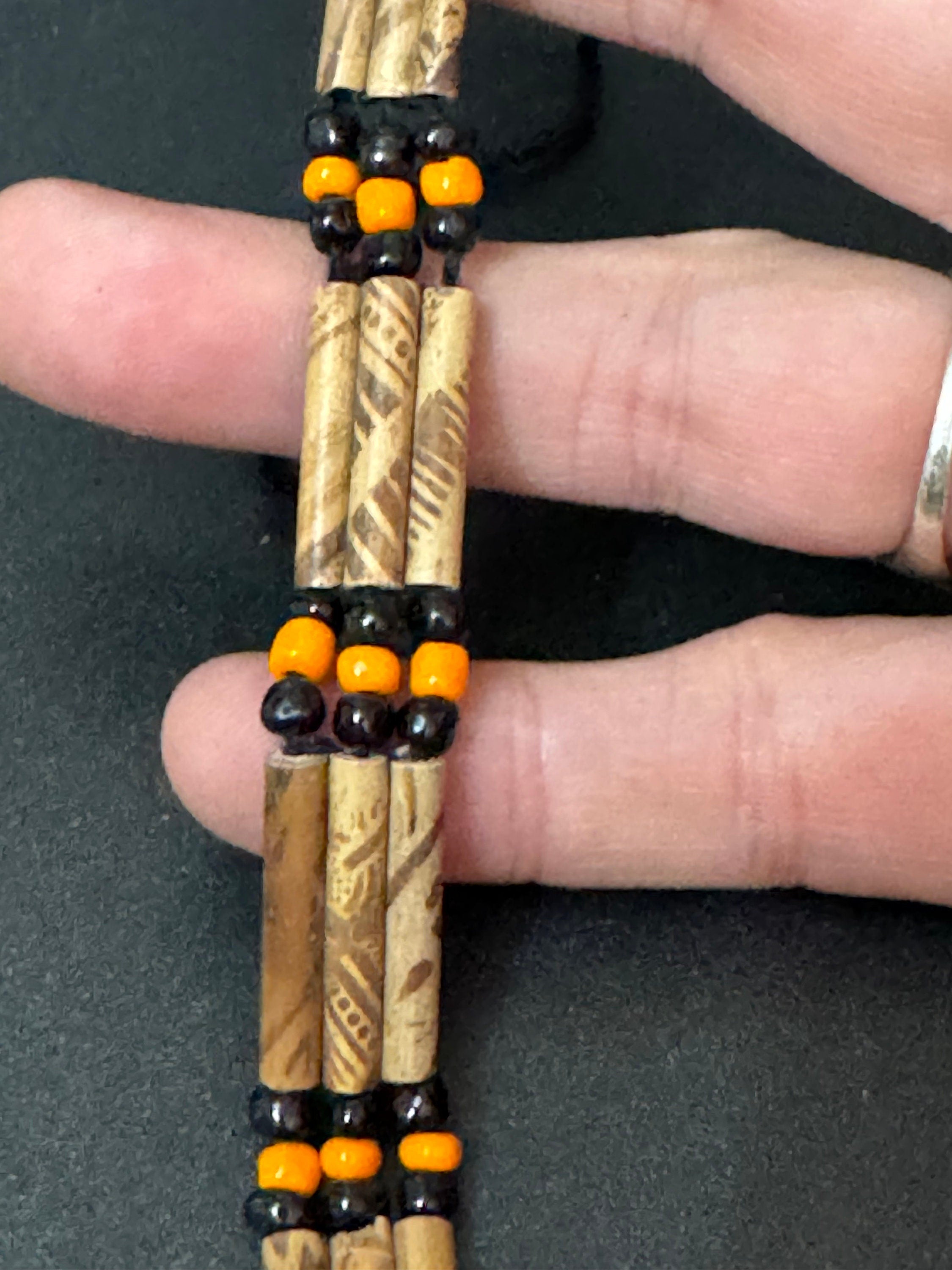 Retro Wooden Beaded Tie Up Bracelet: Boho Beach Jewelry