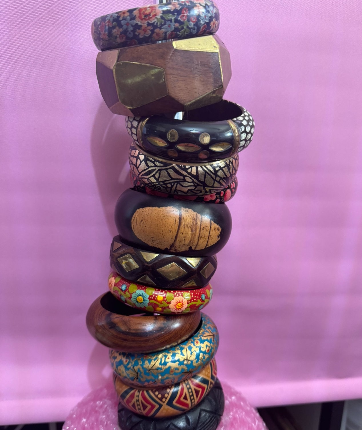 Boho Wood & Nut Beaded Stretch Bracelet, Unisex Beach Jewellery