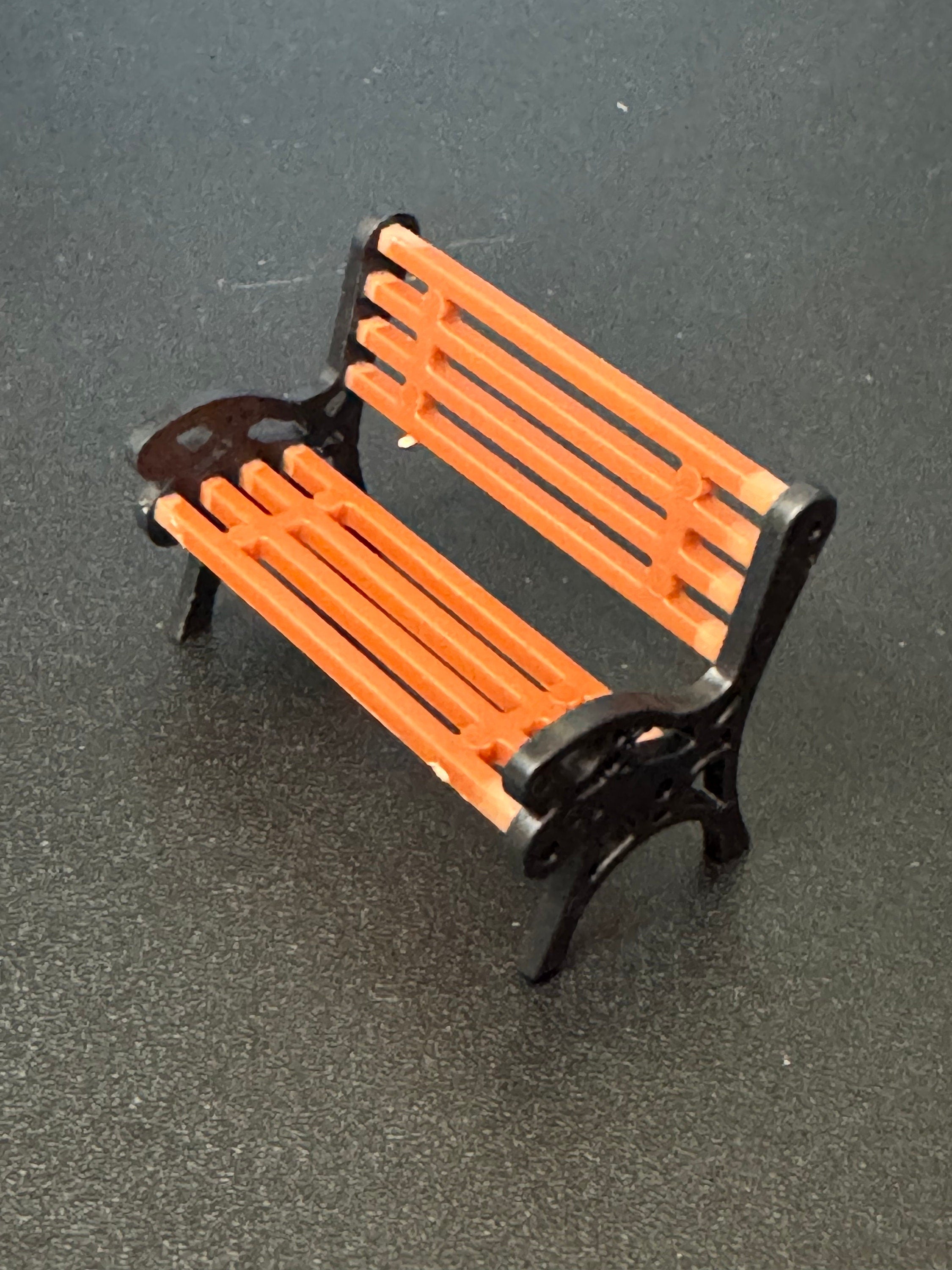 Miniature Park Bench: Brown & Black Plastic Cake Topper (4cm)