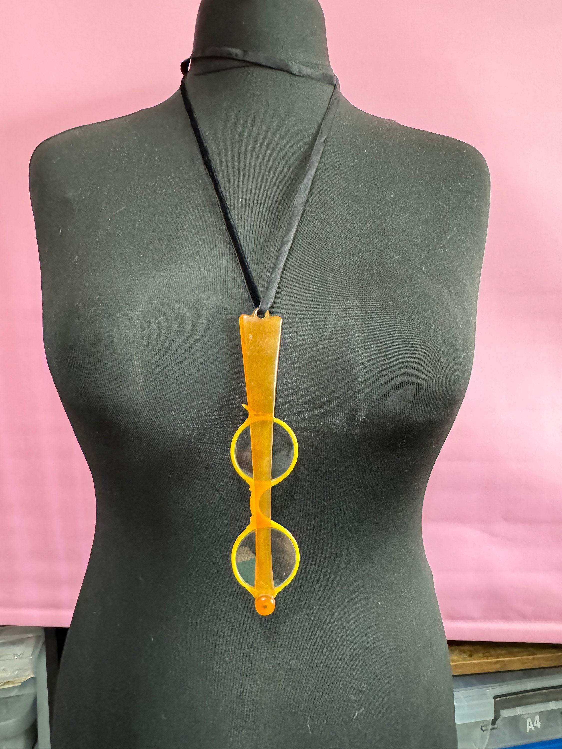 Antique lucite early plastic LORGNETTE glasses faux tortoiseshell folding for theatre or Opera