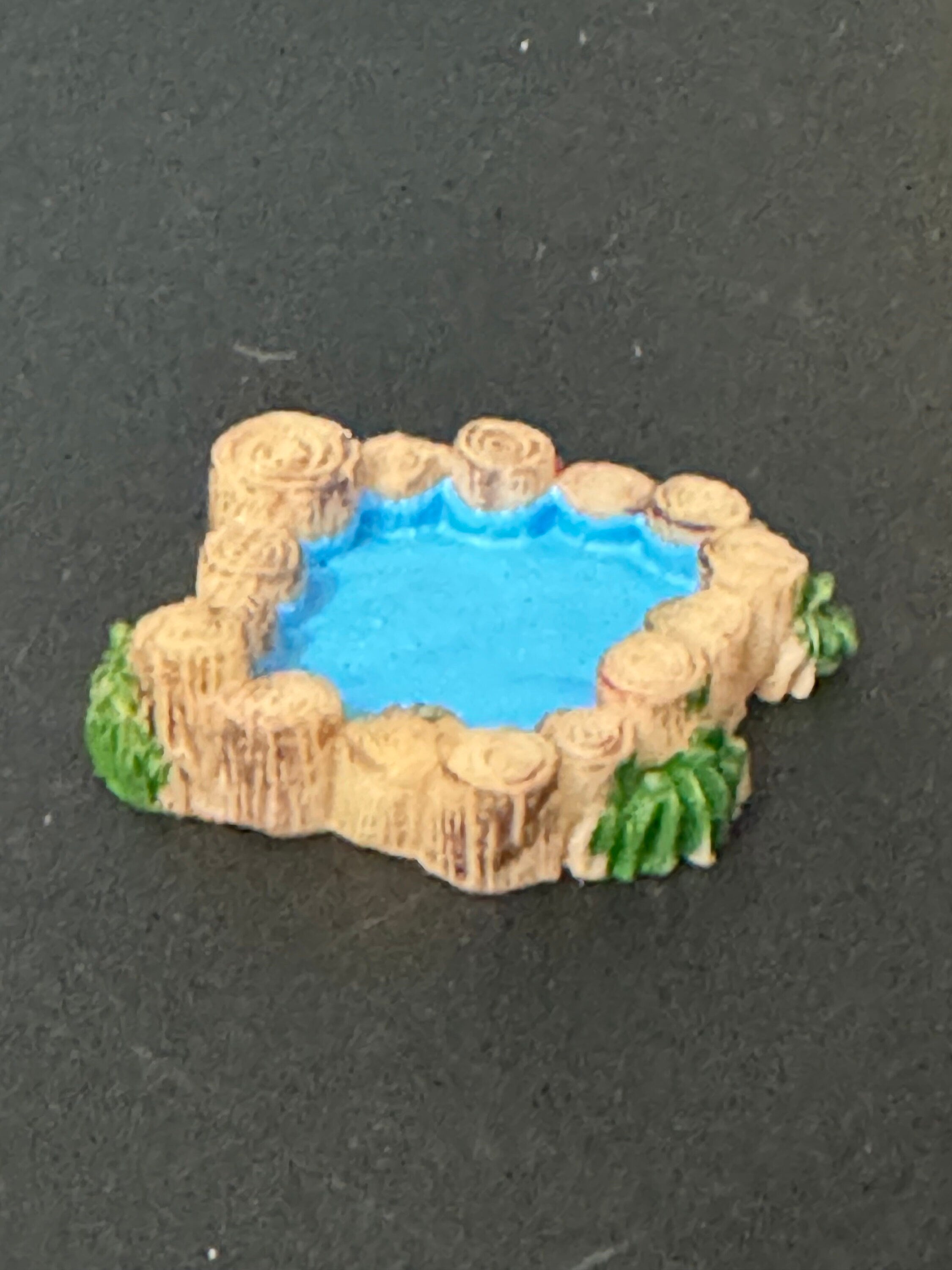Miniature Resin brown woodland pond wishing pool cake topper scenery dolls house decoration fairy garden