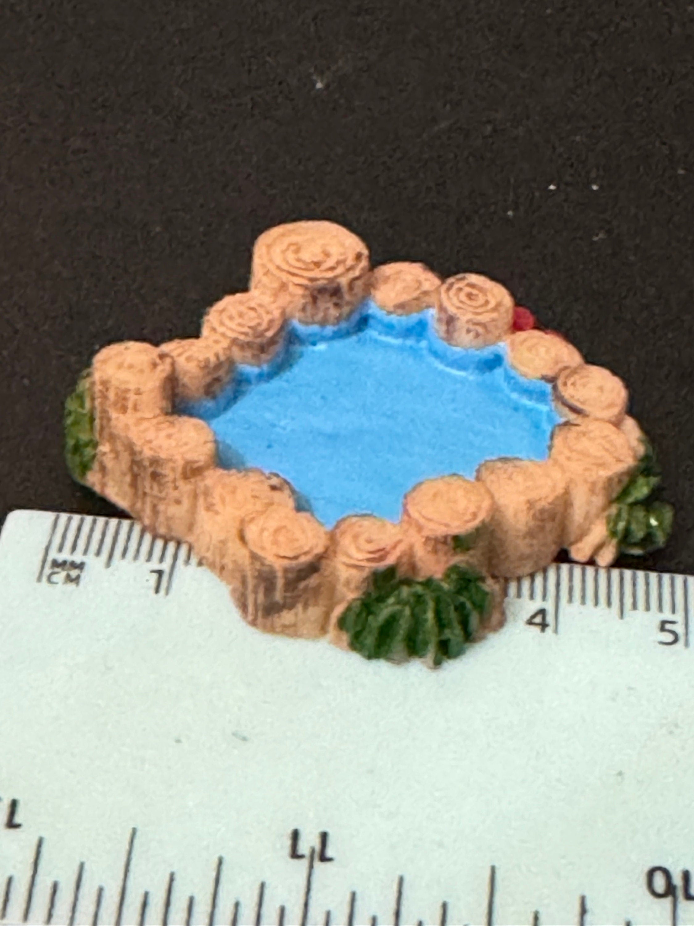 Miniature Resin brown woodland pond wishing pool cake topper scenery dolls house decoration fairy garden