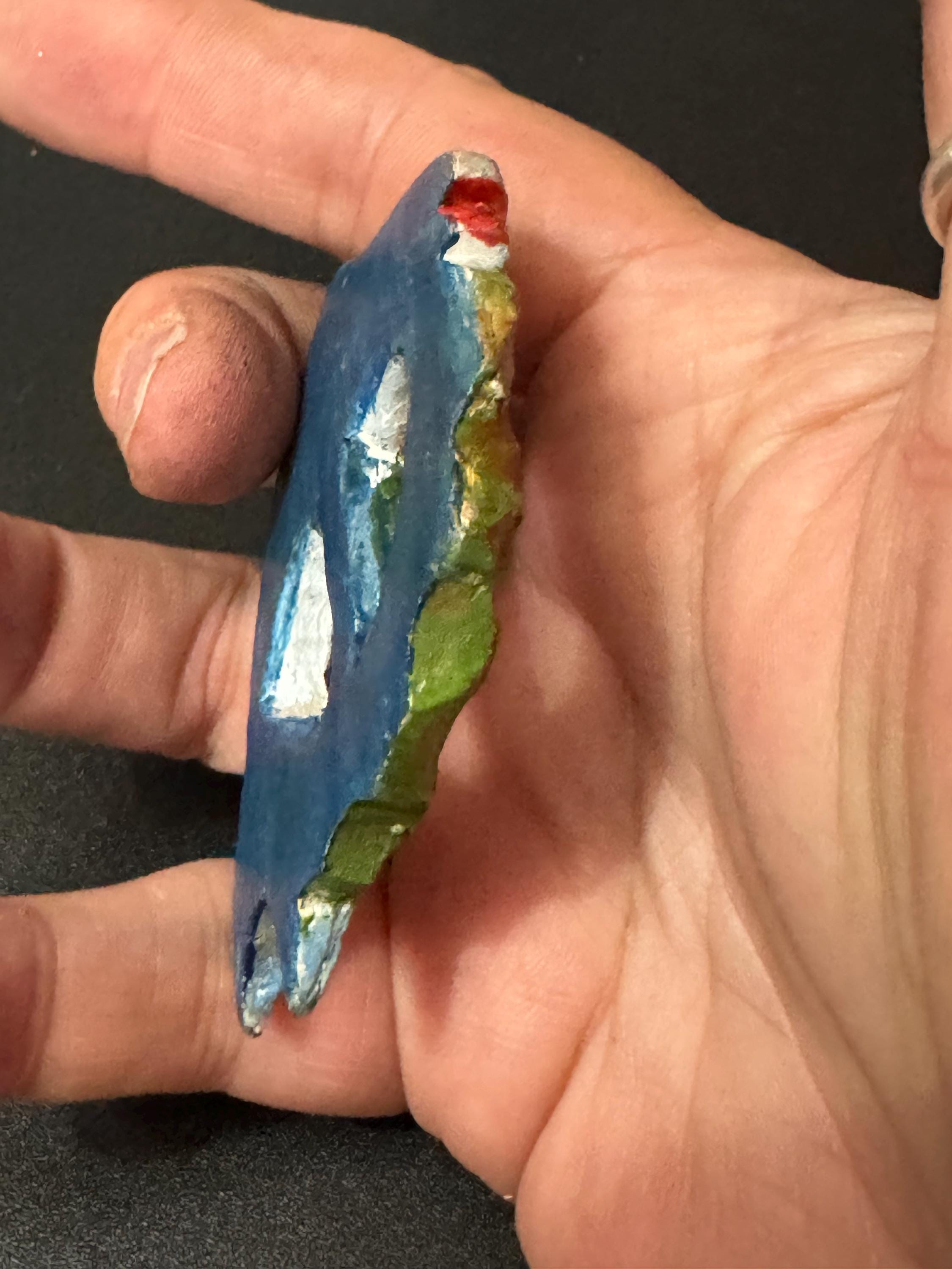 Antique rustic painted vintage faux wooden novelty fish Belt Buckle