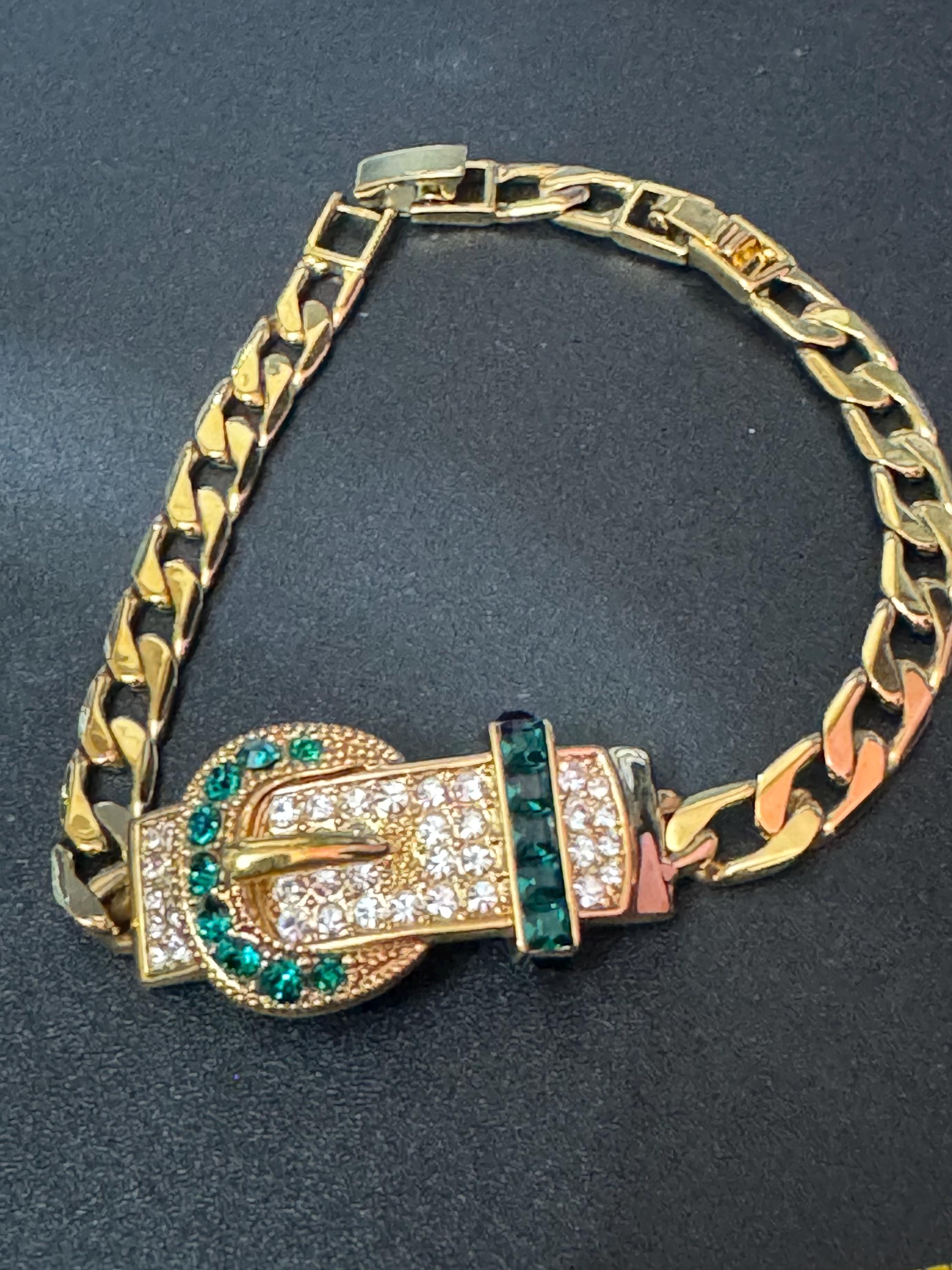 JBK Jacqueline Kennedy Vintage Diamanté Belt Buckle Bracelet