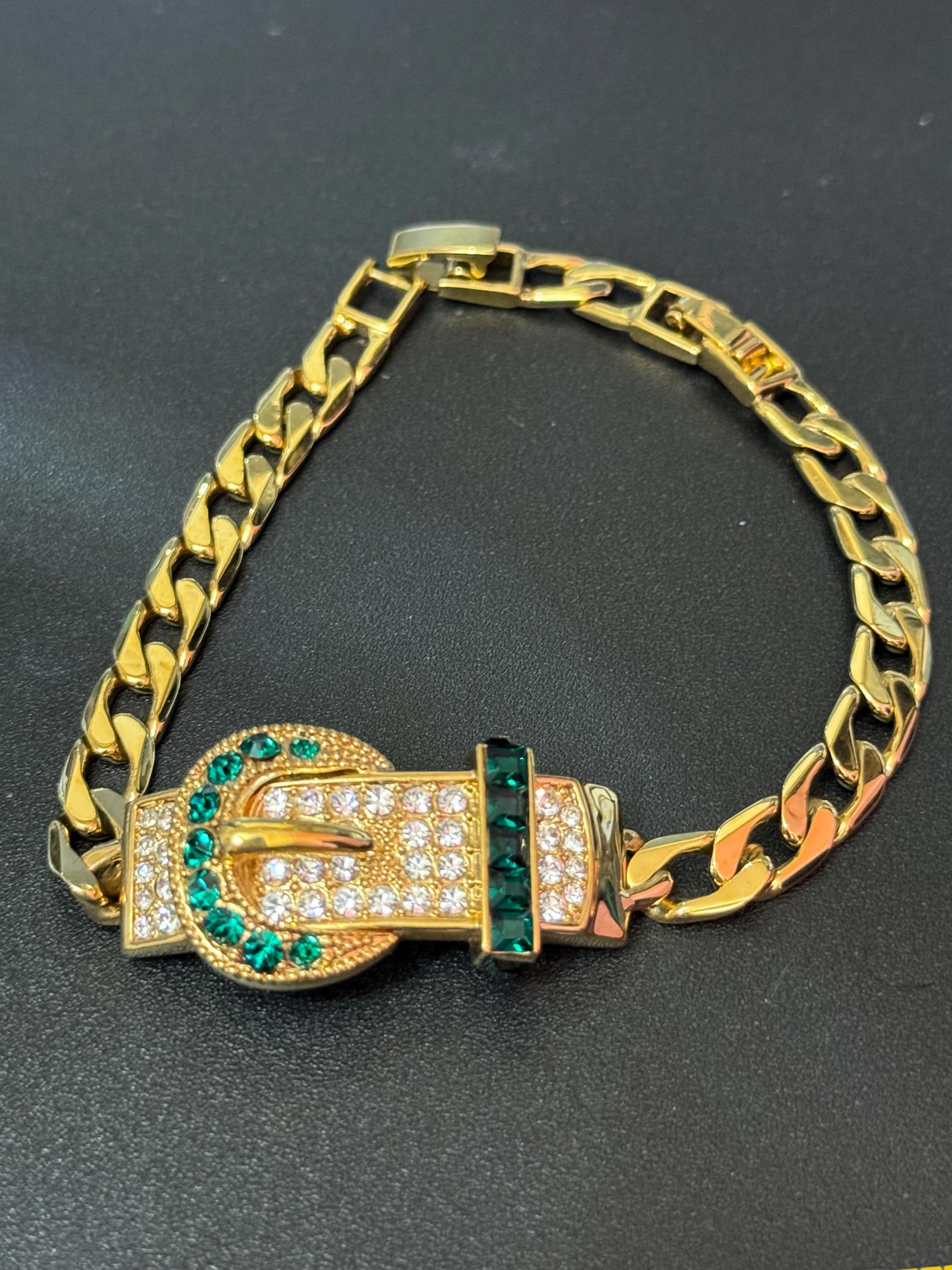 JBK Jacqueline Kennedy Vintage Diamanté Belt Buckle Bracelet