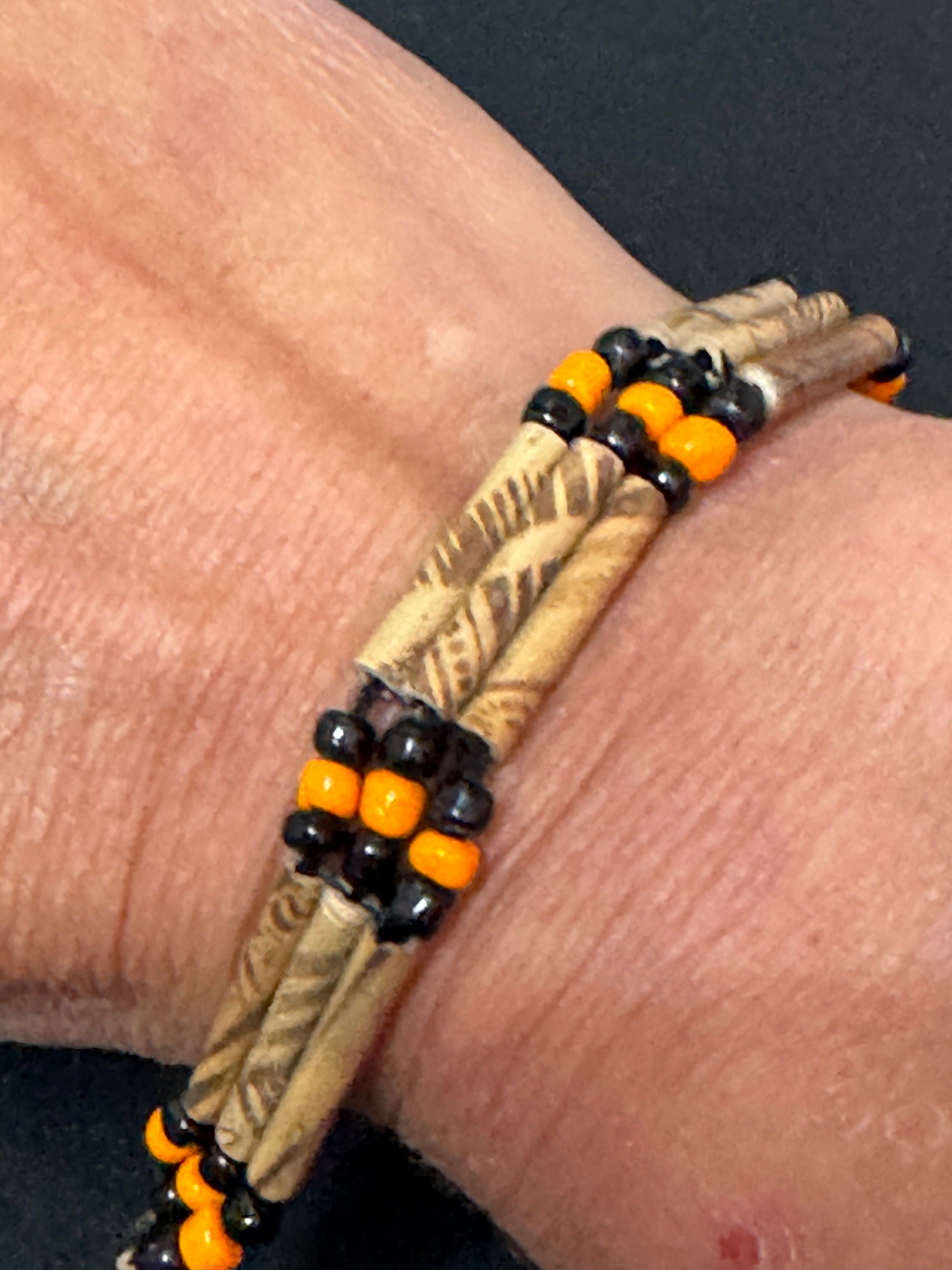 Retro Wooden Beaded Tie Up Bracelet: Boho Beach Jewelry