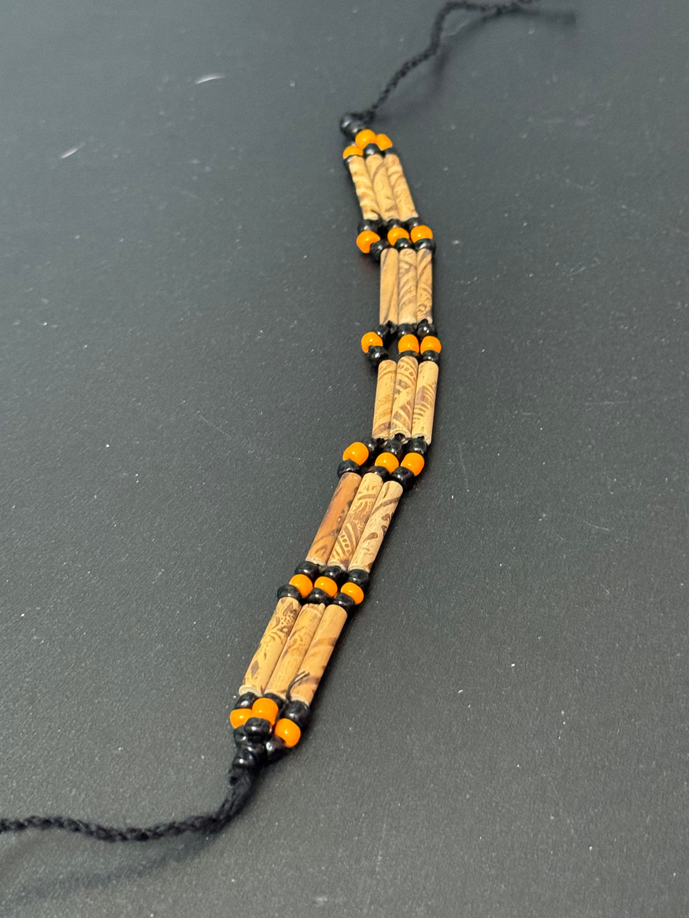 Retro Wooden Beaded Tie Up Bracelet: Boho Beach Jewelry