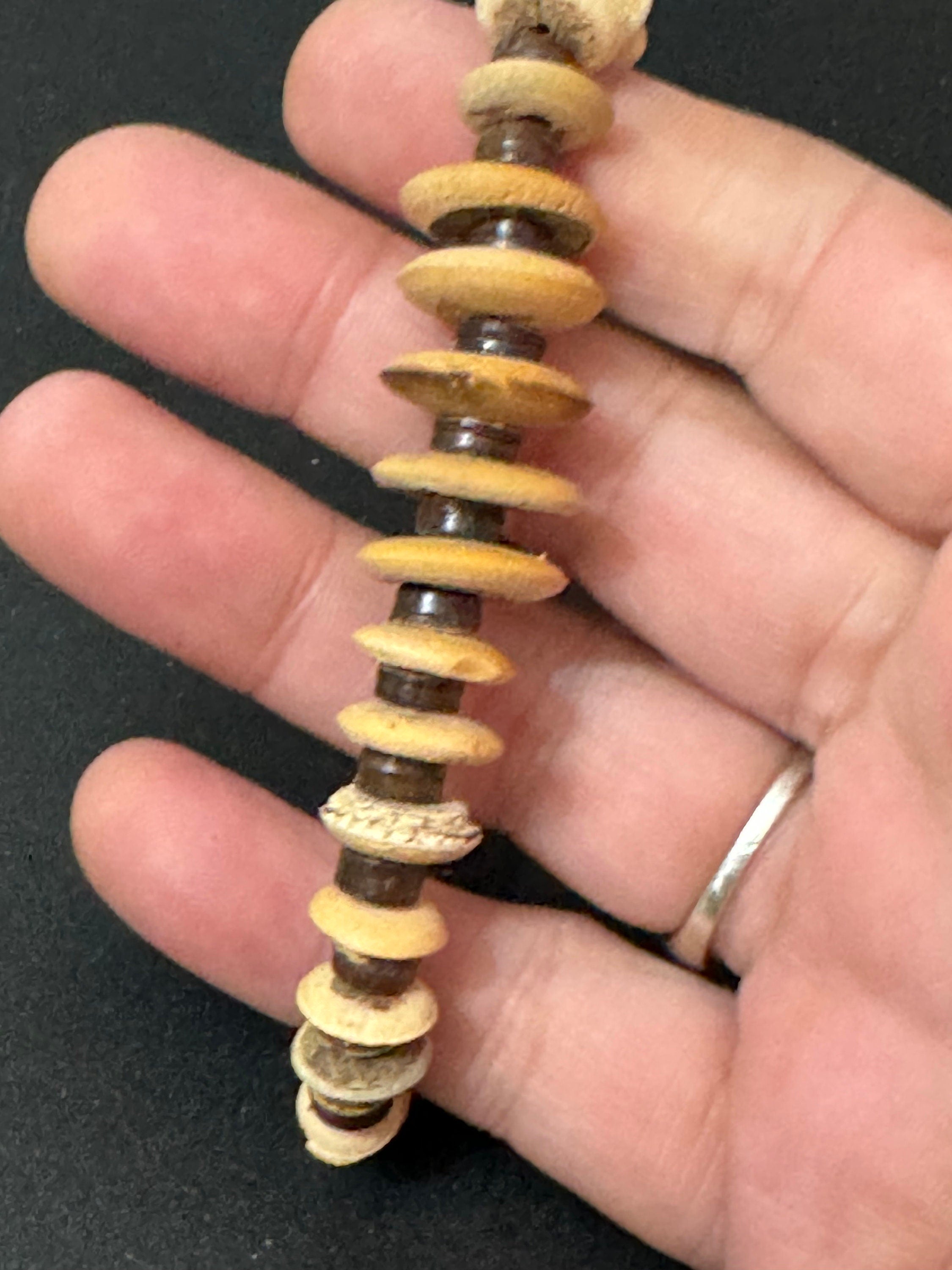 Retro Wood & Nut Beaded Bracelet, Boho Beach Jewellery