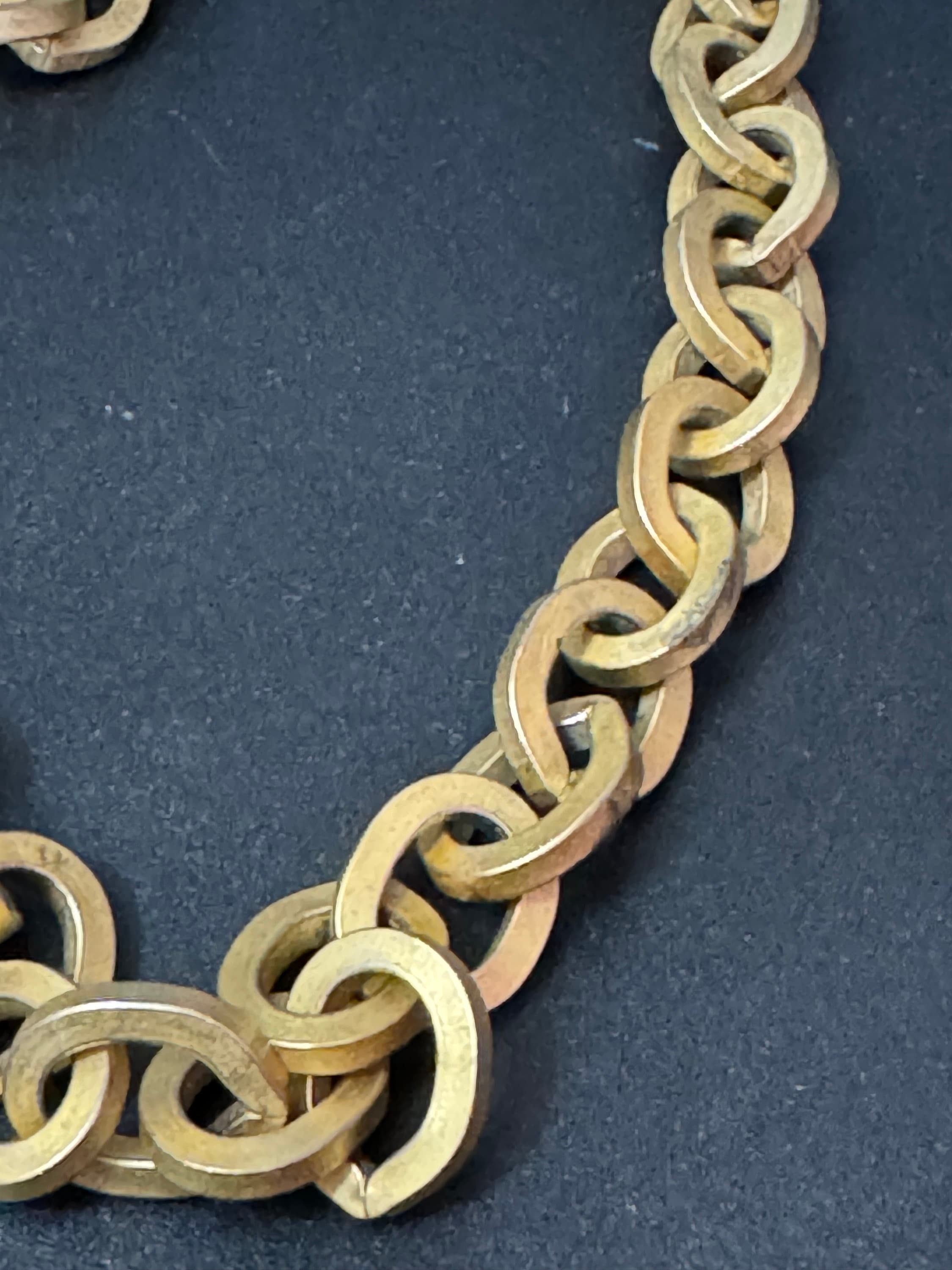 Vintage heavy chunky wide Matt gold cable chain link long necklace 90cm