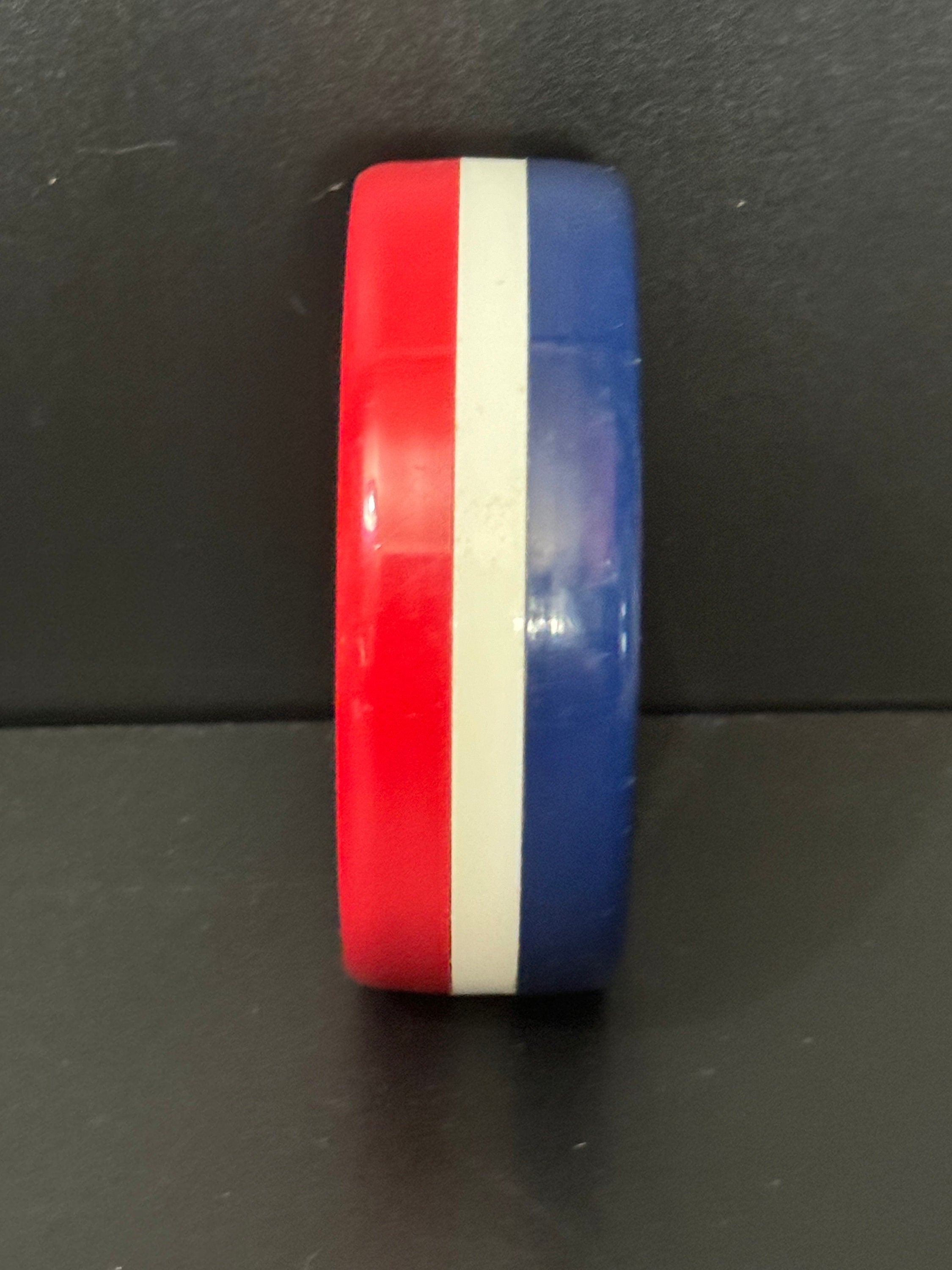 Vintage red white and blue 3cm wide plastic bangle UK USA France patriotic