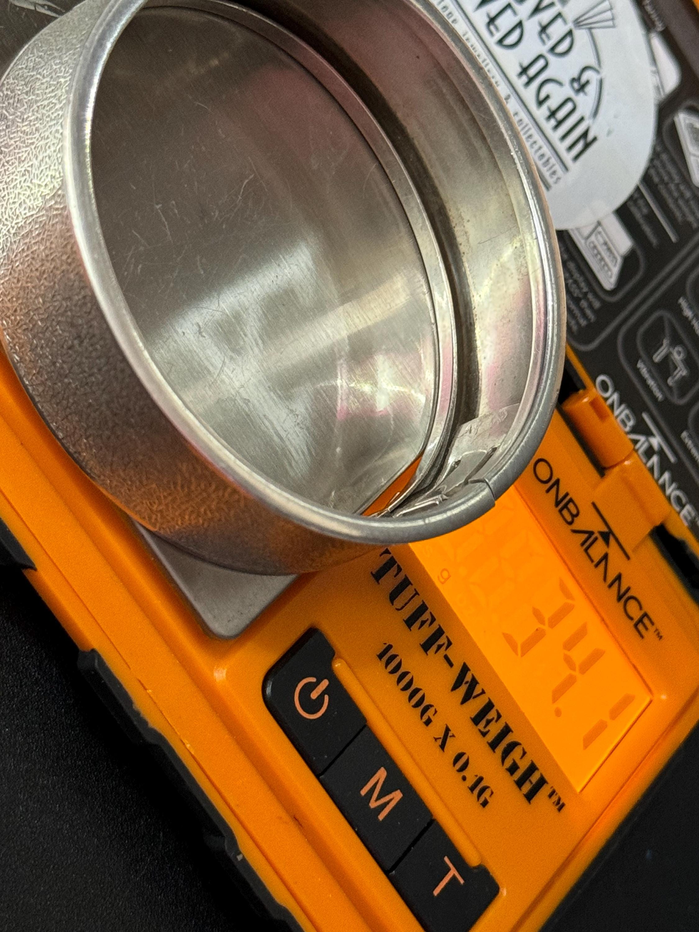 Vintage 835 Sterling Silver Clamper Bracelet: Modernist Bark Design, Signed MB