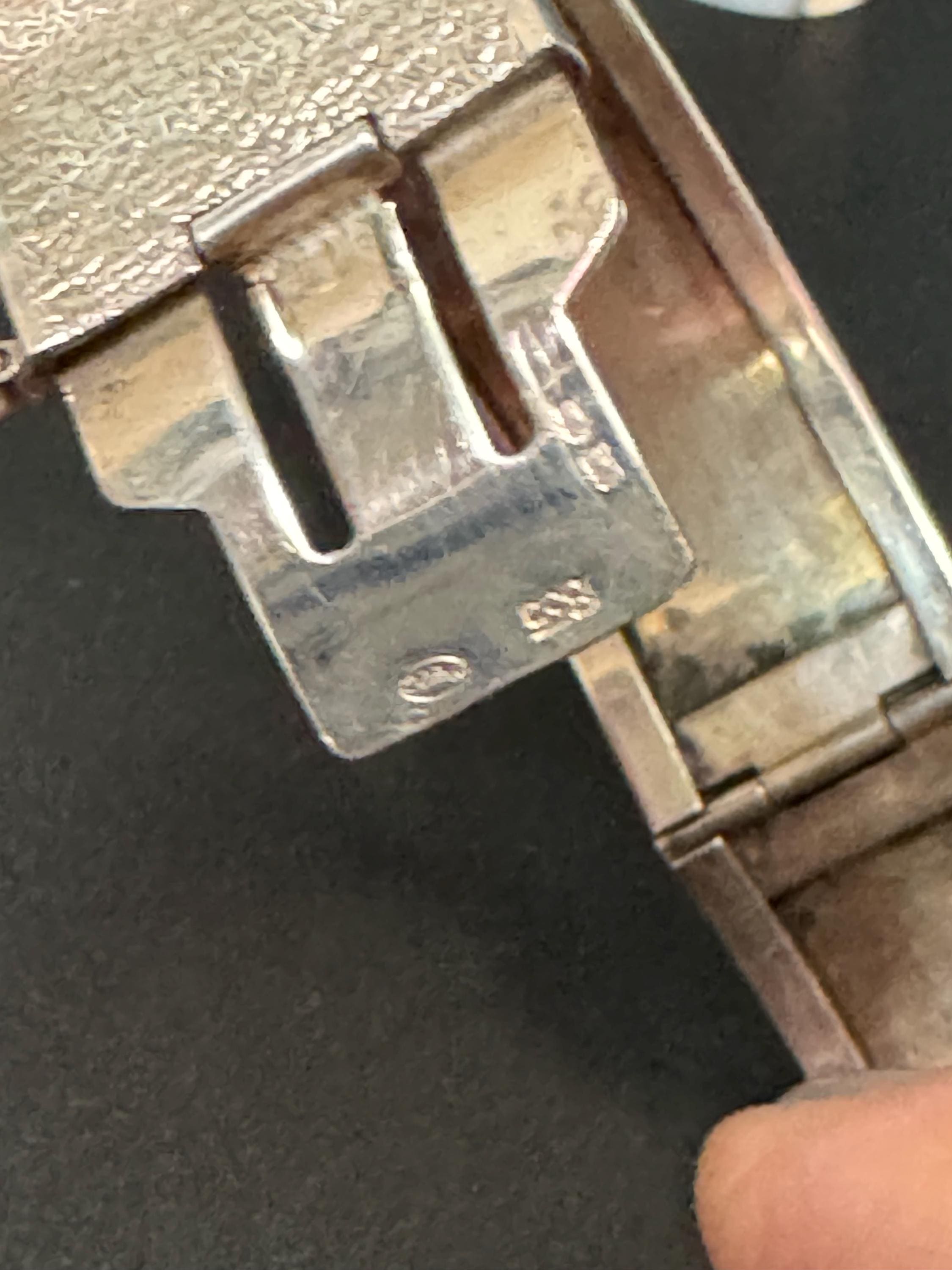 Vintage 835 Sterling Silver Clamper Bracelet: Modernist Bark Design, Signed MB