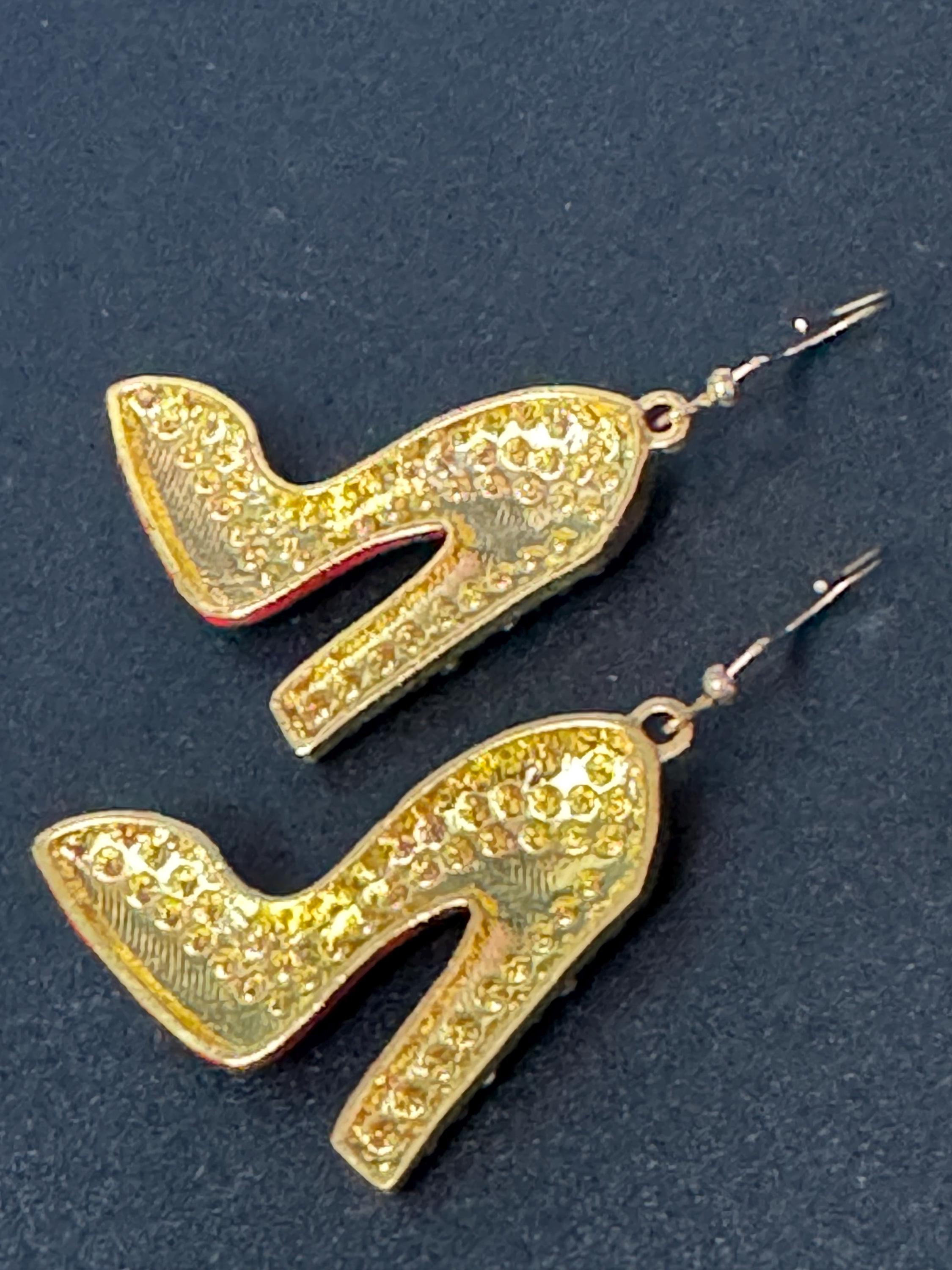 Red Sole Diamanté Stiletto Earrings: Designer Inspired Shoe Drops