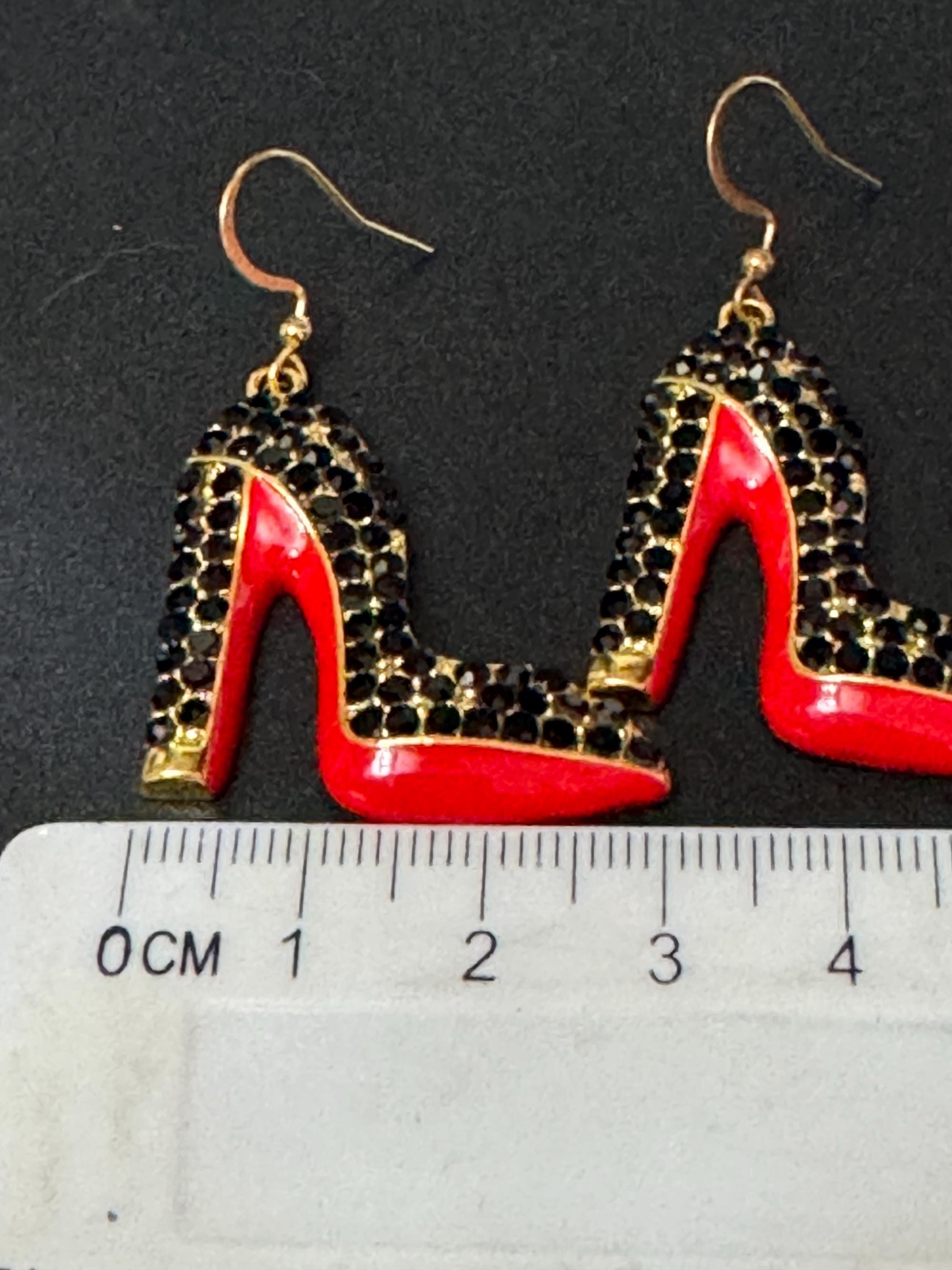 Red Sole Diamanté Stiletto Earrings: Designer Inspired Shoe Drops