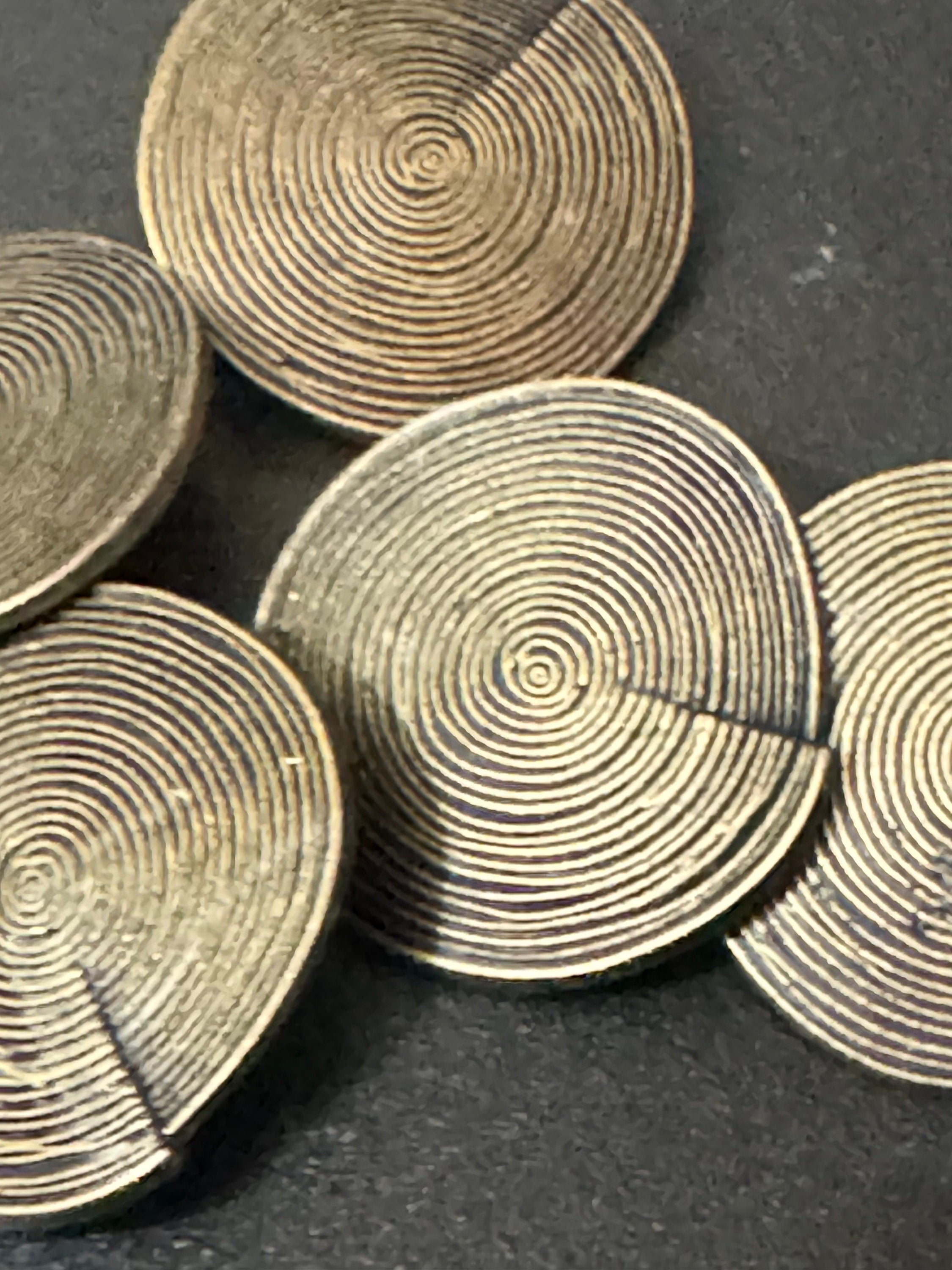 5 x 25mm antiqued brass dark gold tone round swirl coat buttons metal