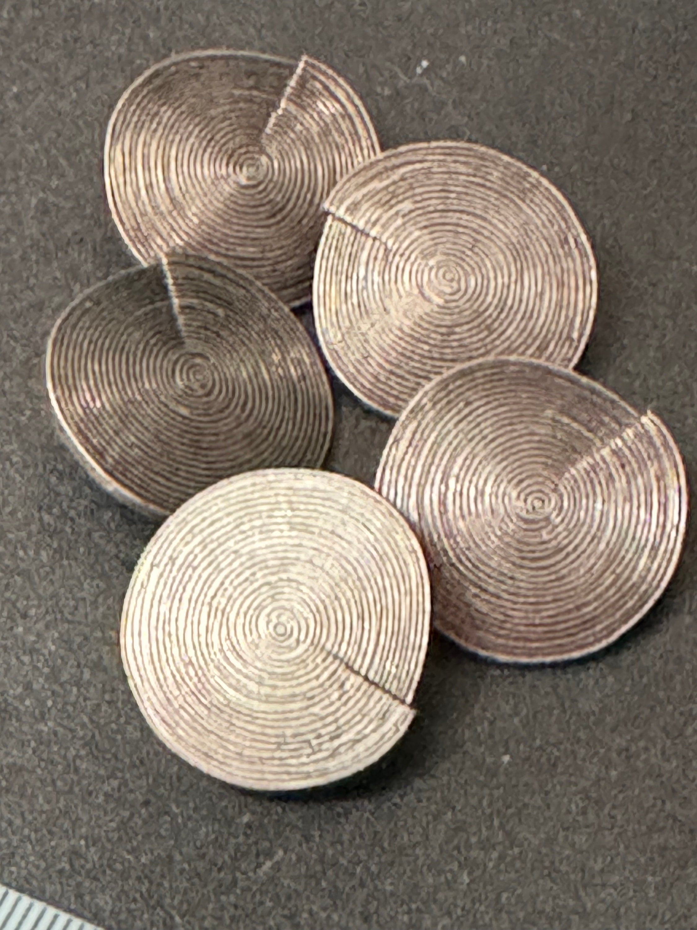 5 pack x 25mm antiqued metal dark silver tone round swirl coat buttons metal
