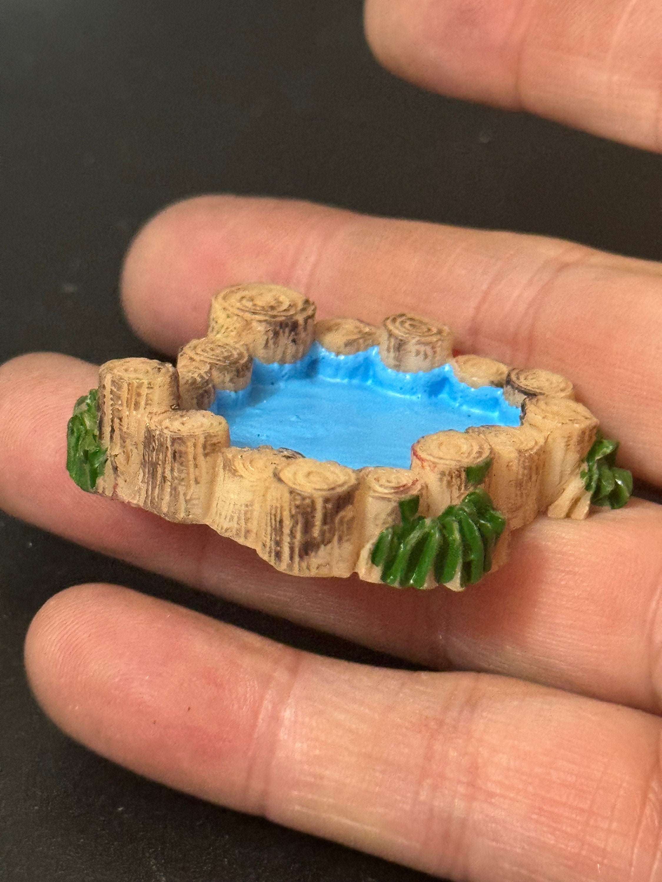 Miniature Resin brown woodland pond wishing pool cake topper scenery dolls house decoration fairy garden