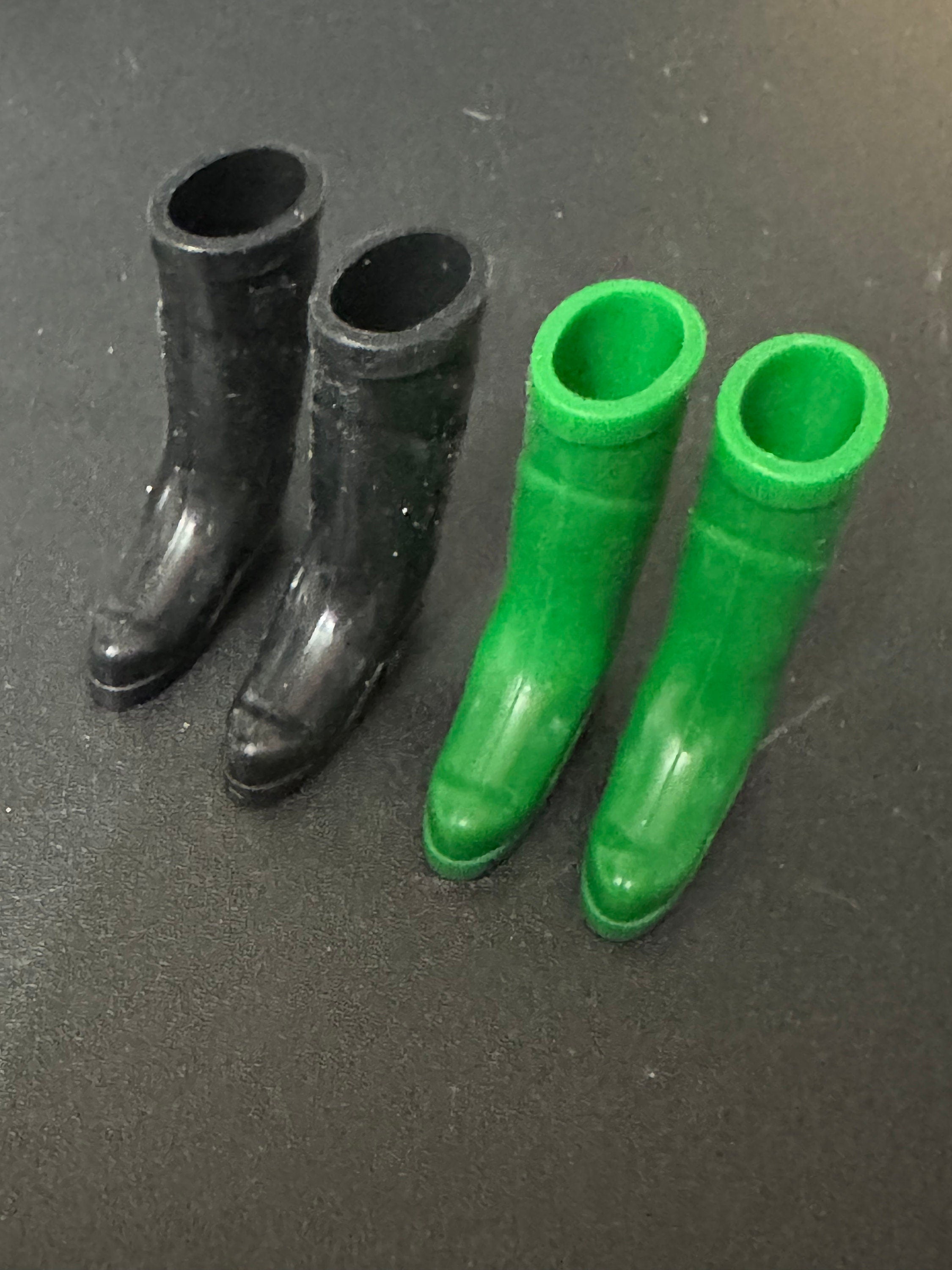 Miniature pair of green plastic wellington boots wellies gardener cake topper decoration scenery dolls