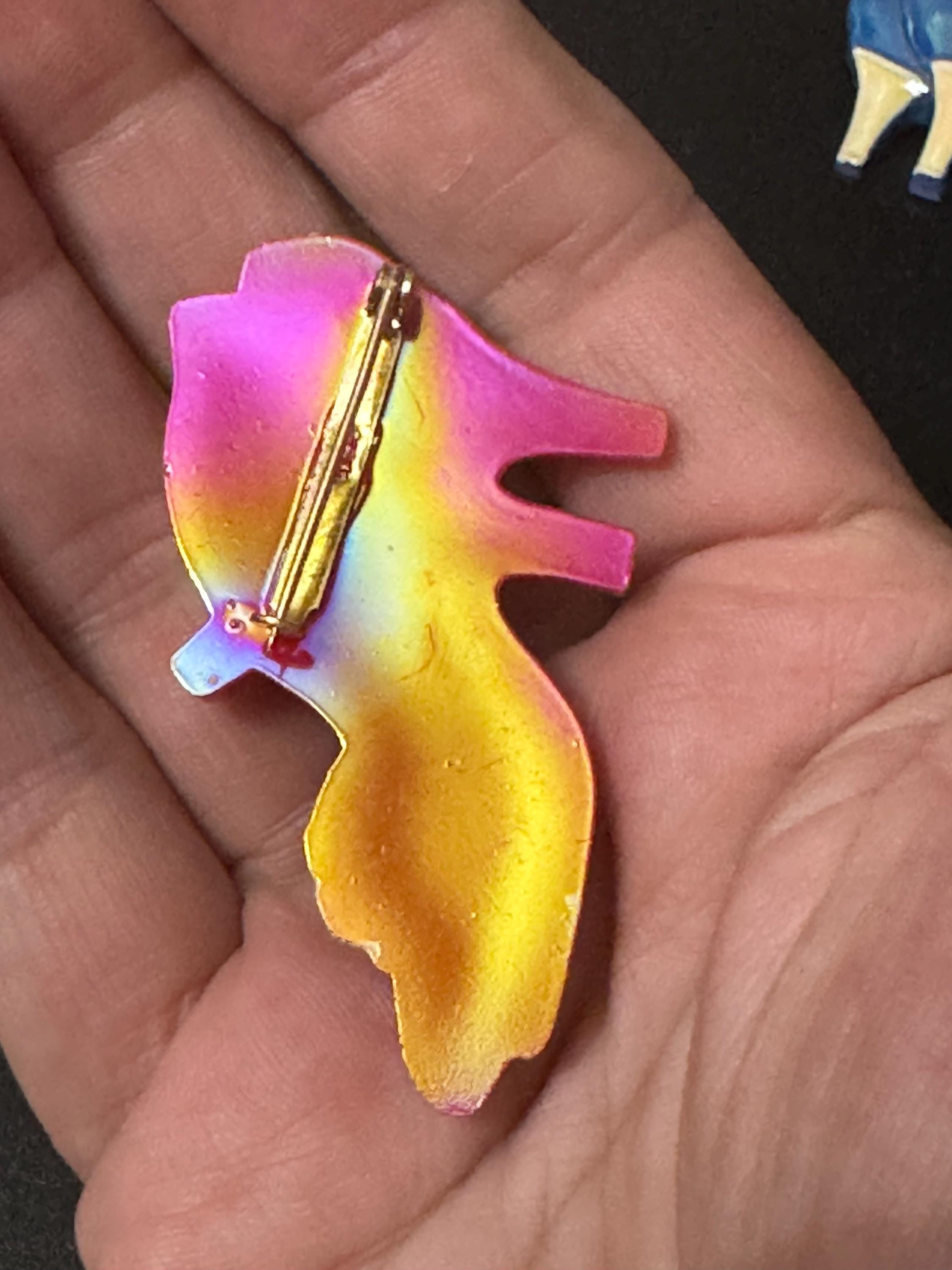 Novelty ladies red shoe brooch vintage French 1960s