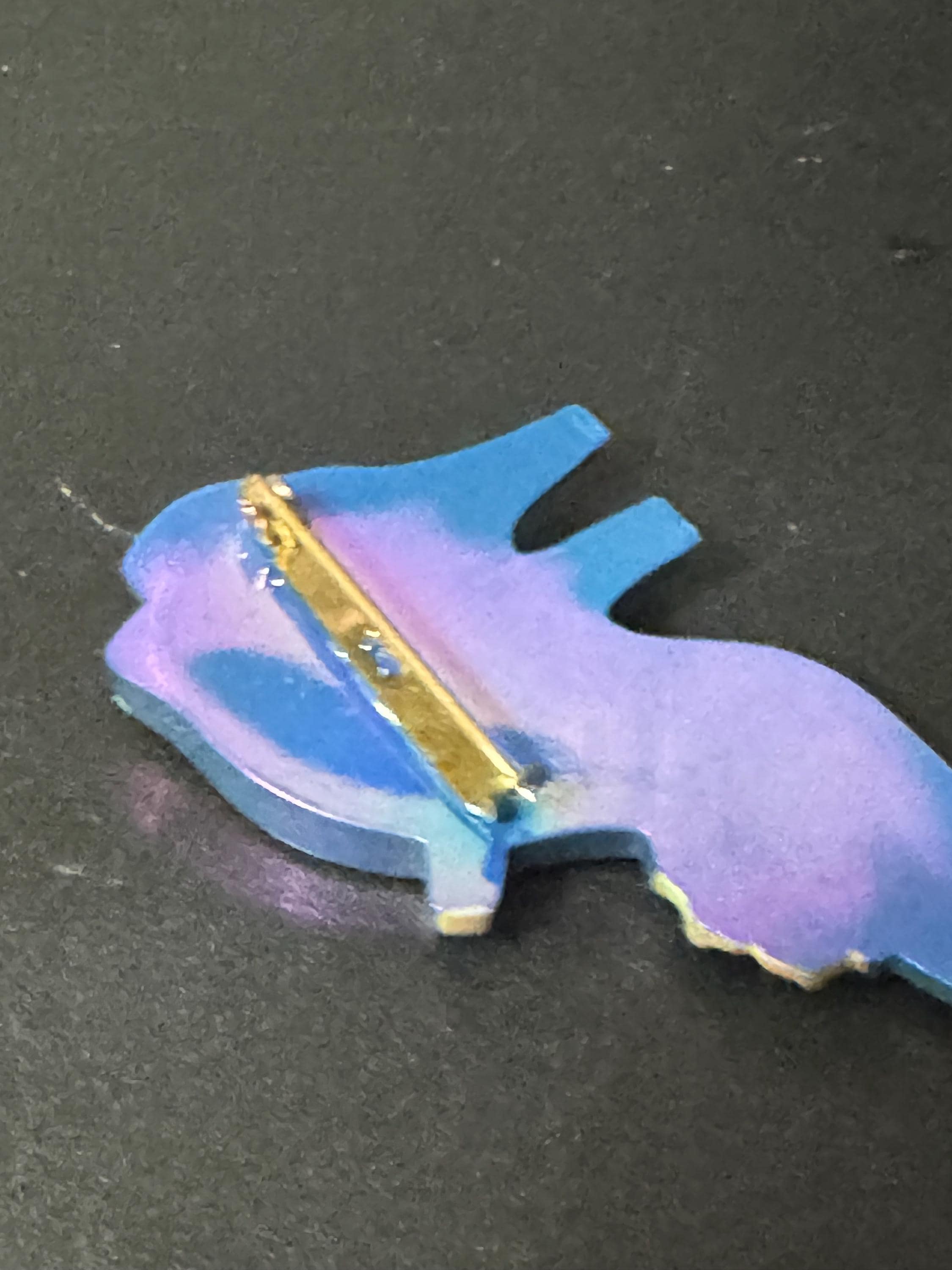 Novelty early plastic blue shoe brooch vintage French