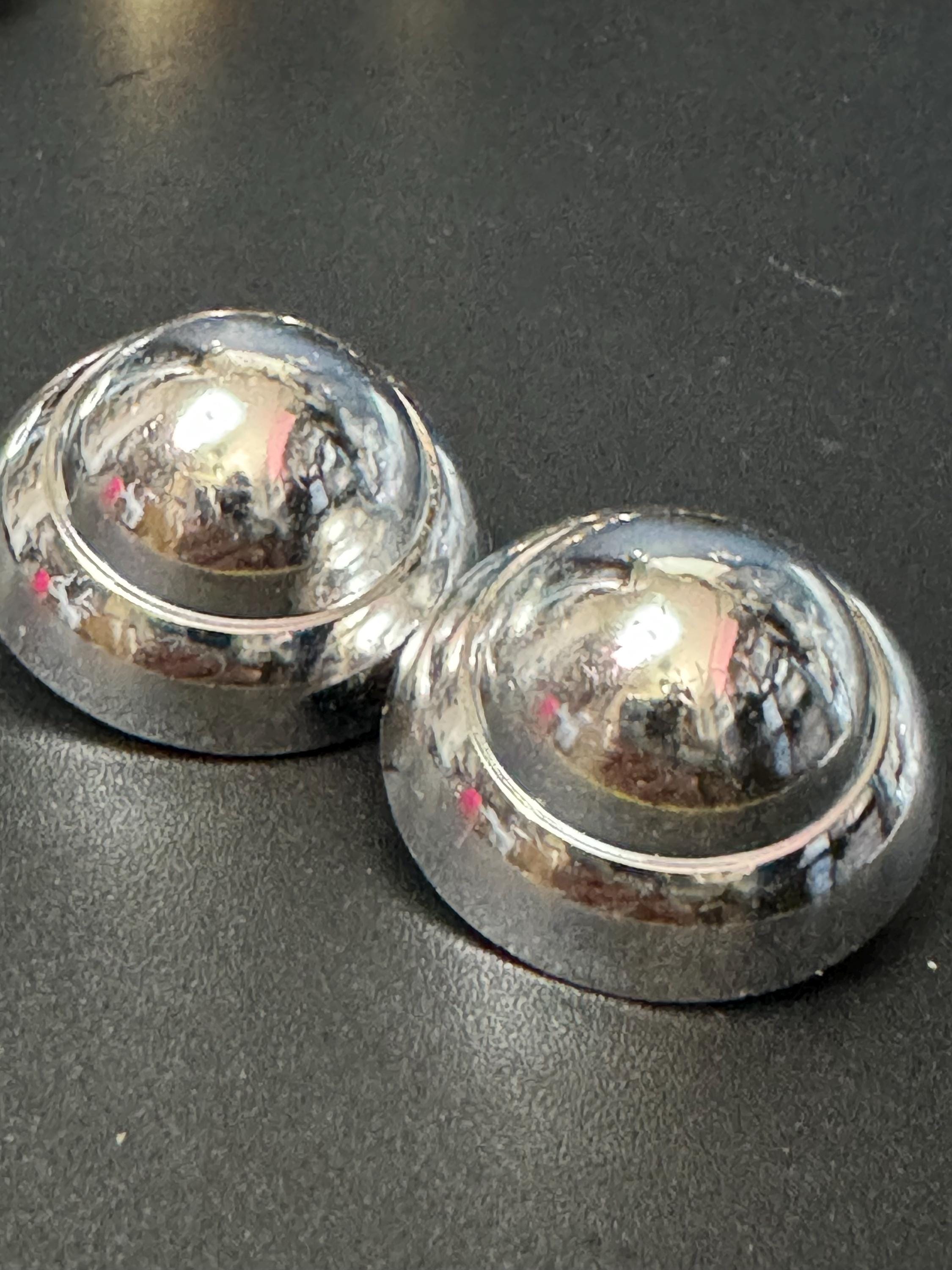French silver tone domed plastic clip on earrings 1950s 1960s vintage