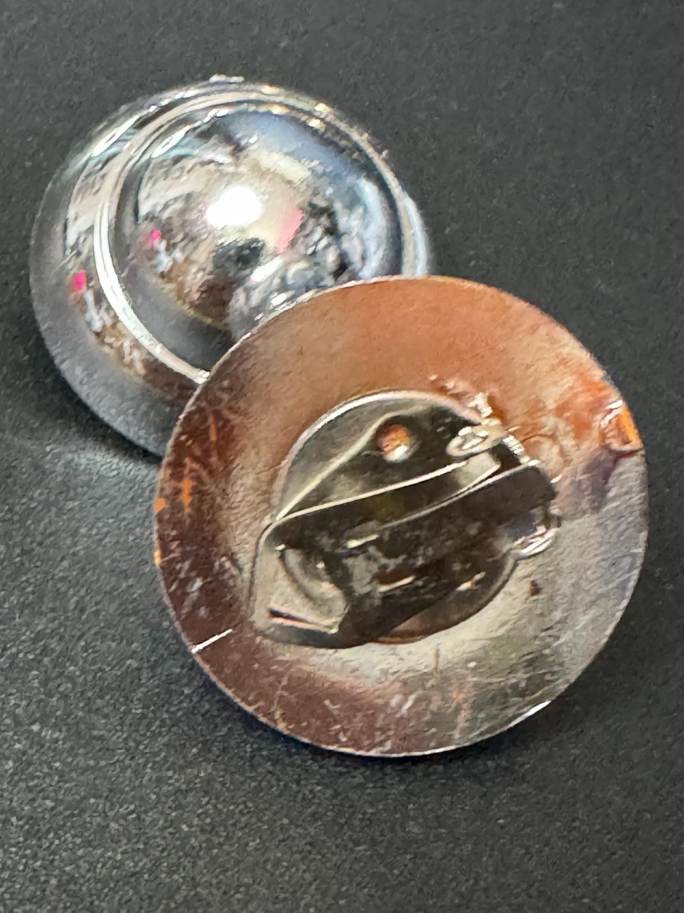 French silver tone domed plastic clip on earrings 1950s 1960s vintage