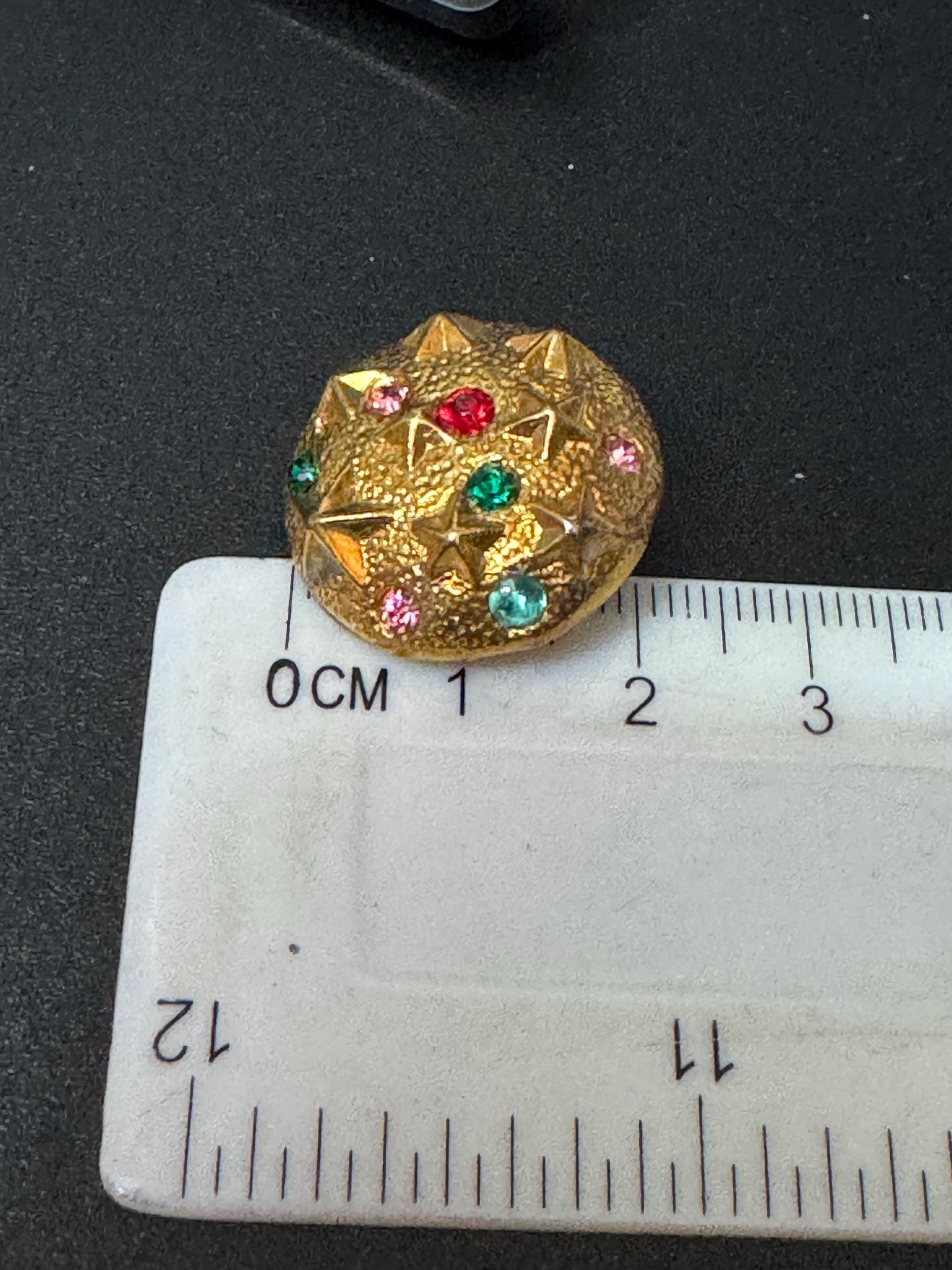 Vintage Starfish Clip On Earrings: Rainbow Diamanté,1960s Gold Tone