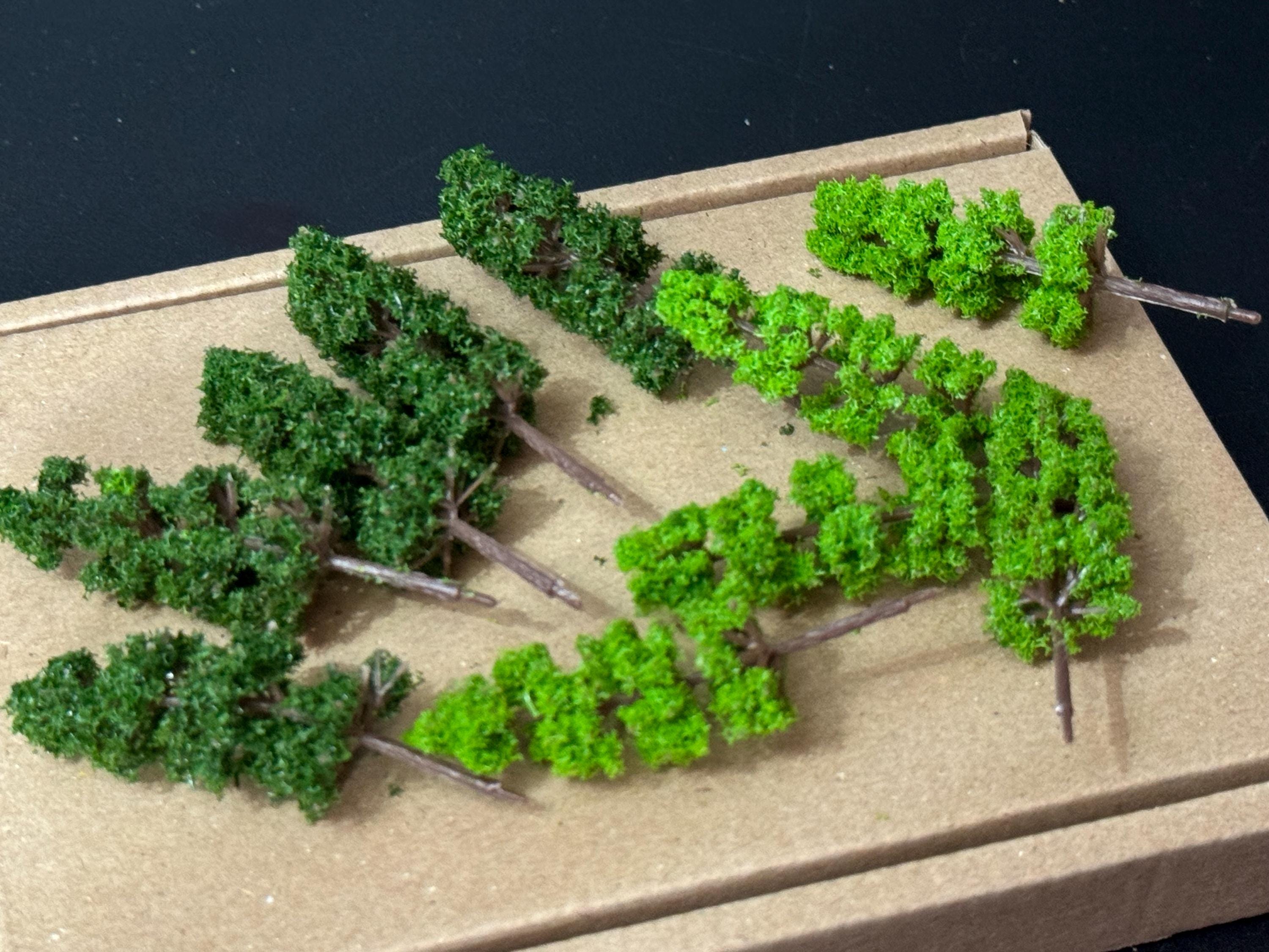 Dark Green Miniature Fir Trees (5 Pieces): Cake Toppers, Woodland Scenery