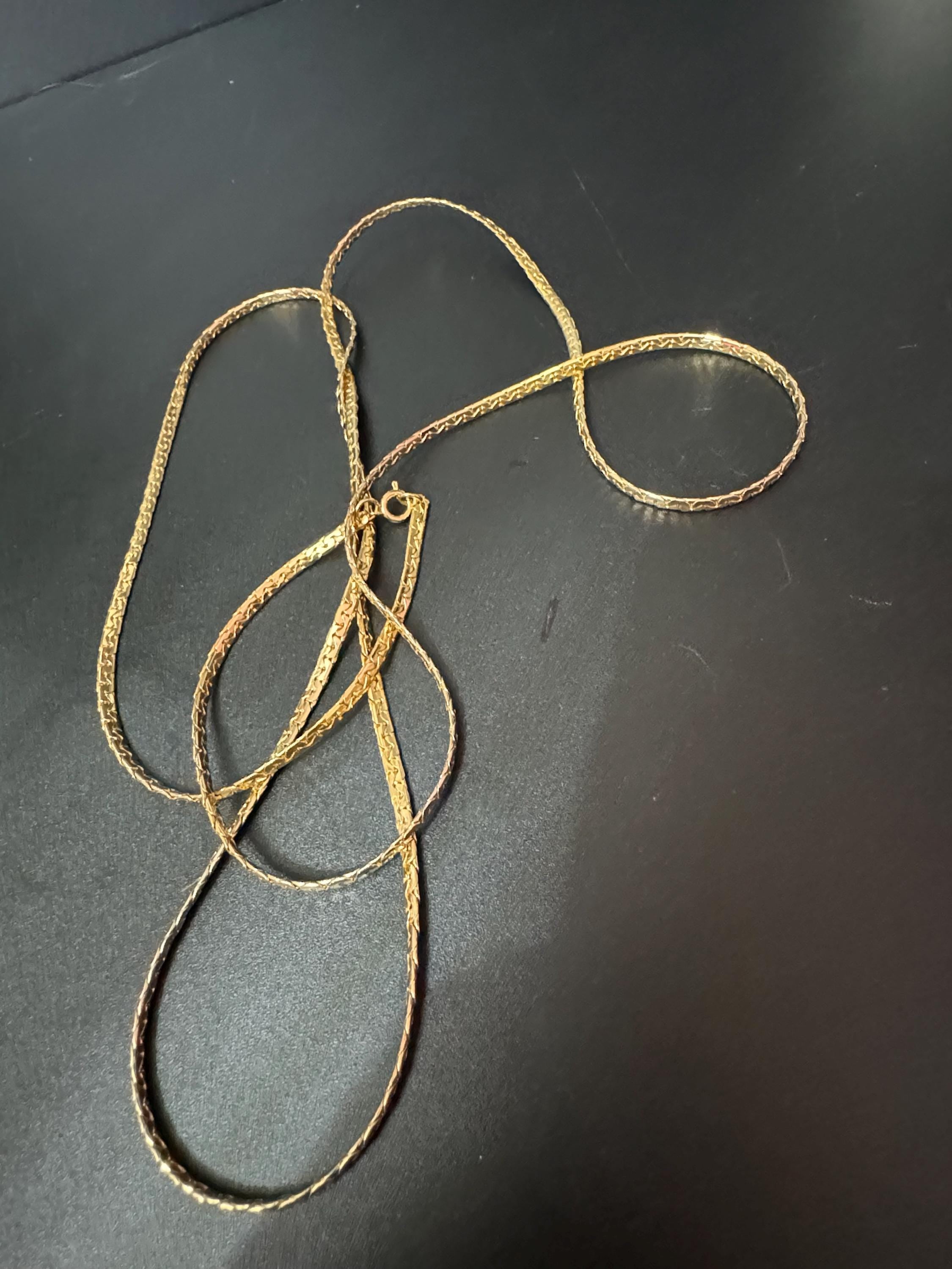 114cm 34 inch True Vintage 4mm gold plated very long flat fancy link chain plain layering necklace old shop stock