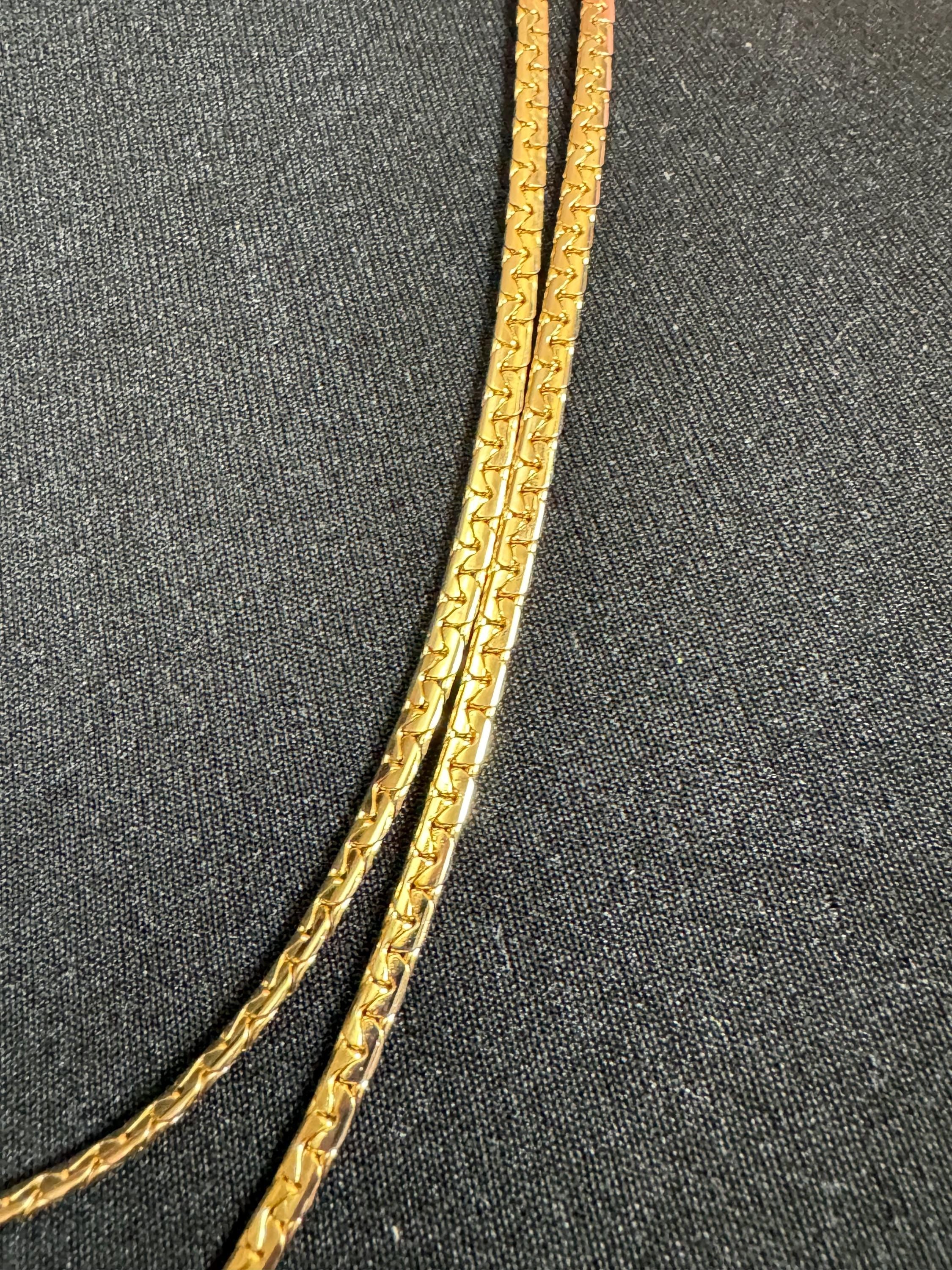 114cm 34 inch True Vintage 4mm gold plated very long flat fancy link chain plain layering necklace old shop stock