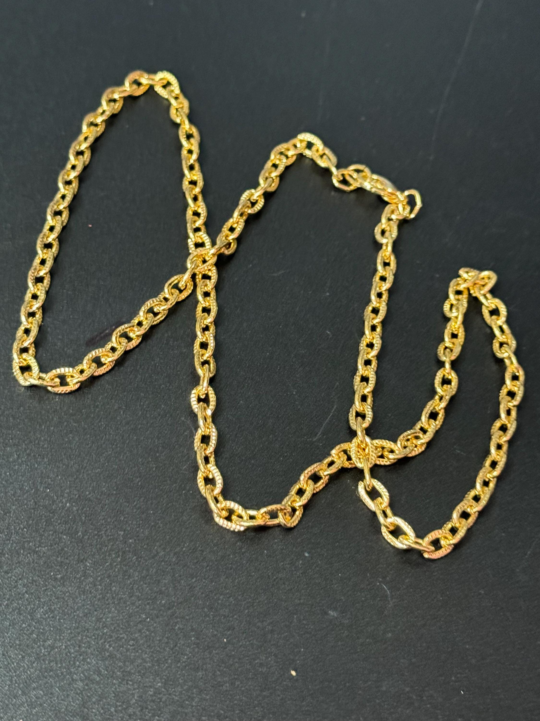 18.5” 62cm True Vintage 5mm gold plated etched cable link chain ideal layering necklace for charms old shop stock