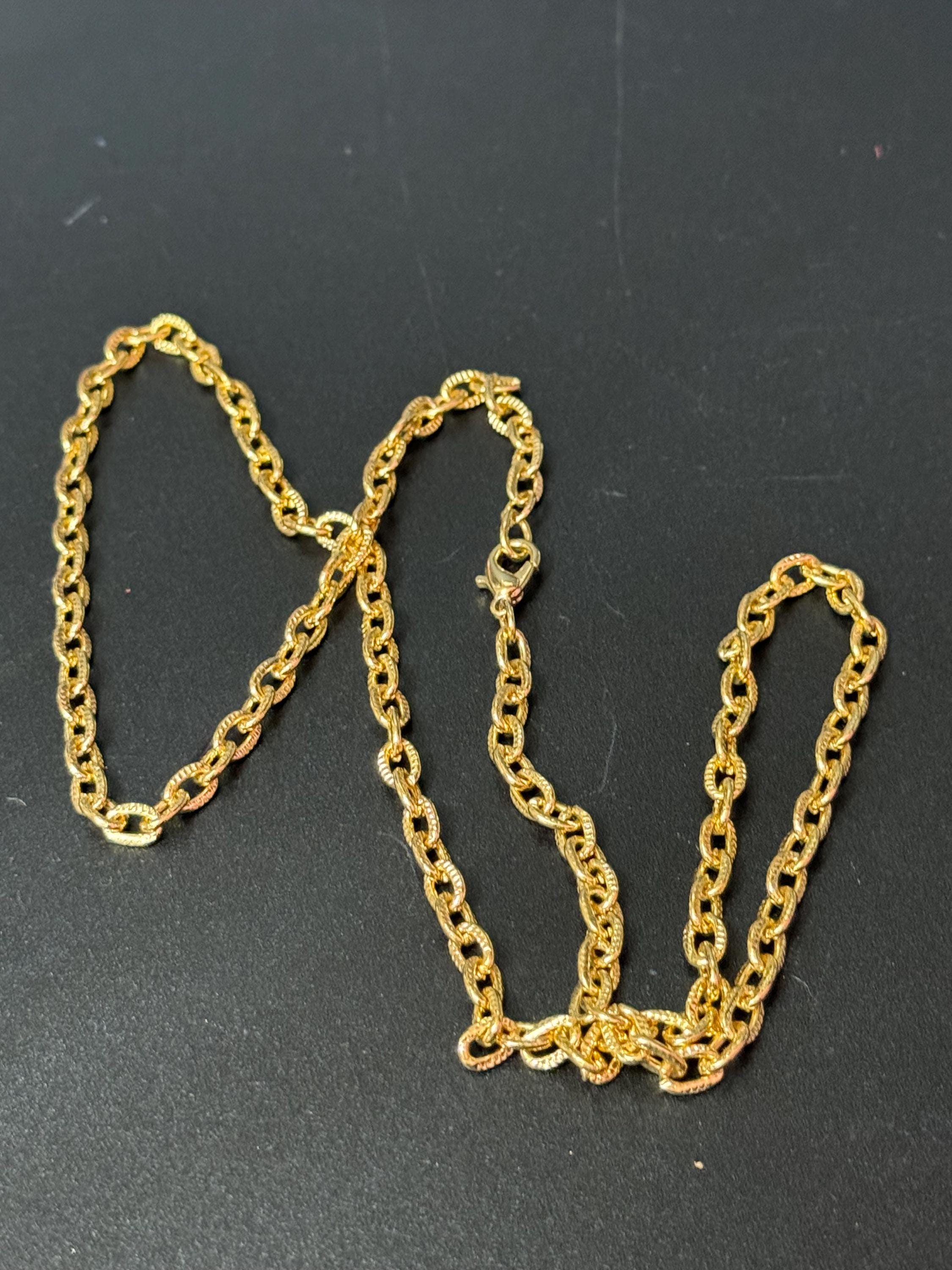 18.5” 62cm True Vintage 5mm gold plated etched cable link chain ideal layering necklace for charms old shop stock