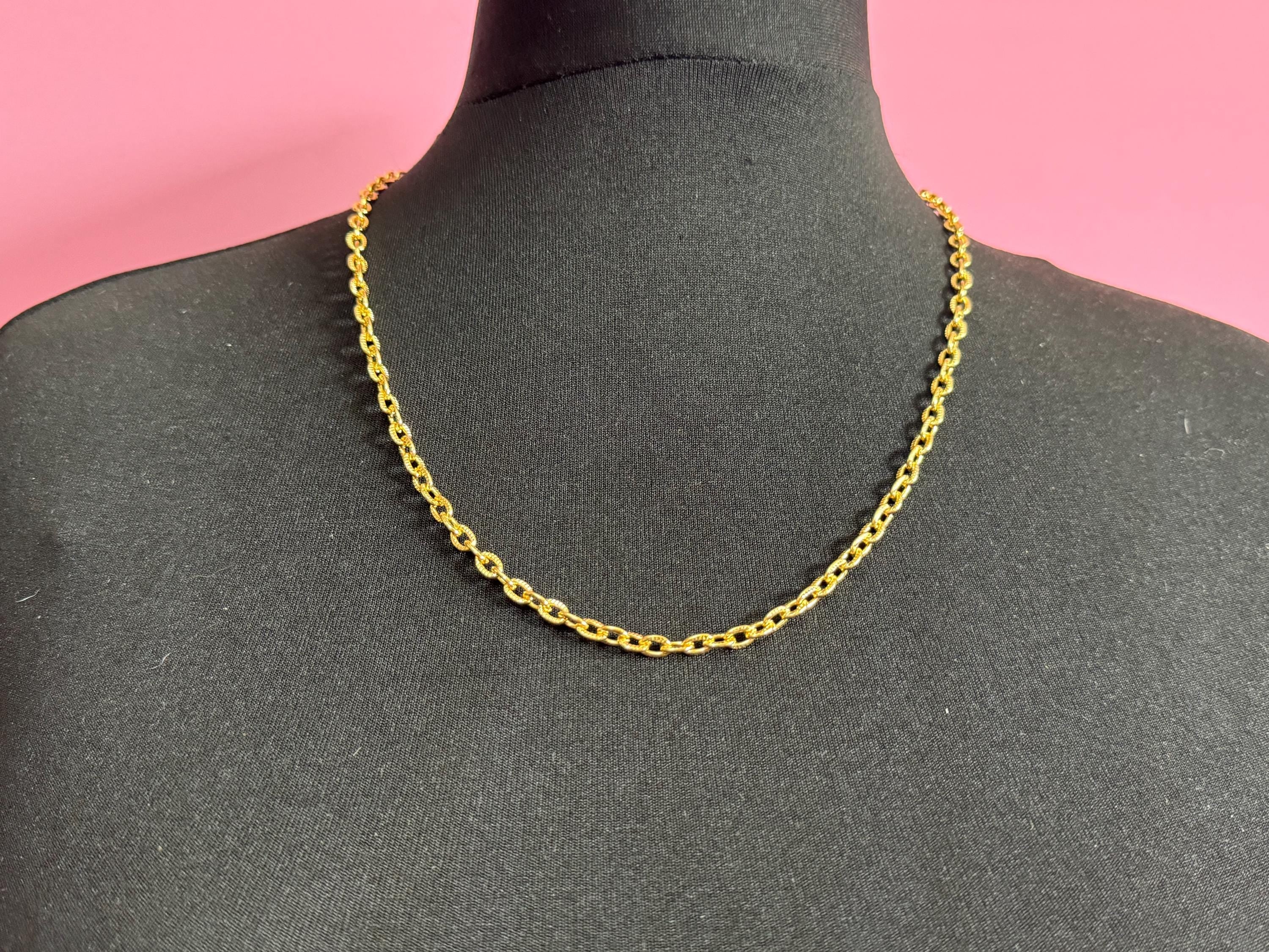 18.5” 62cm True Vintage 5mm gold plated etched cable link chain ideal layering necklace for charms old shop stock