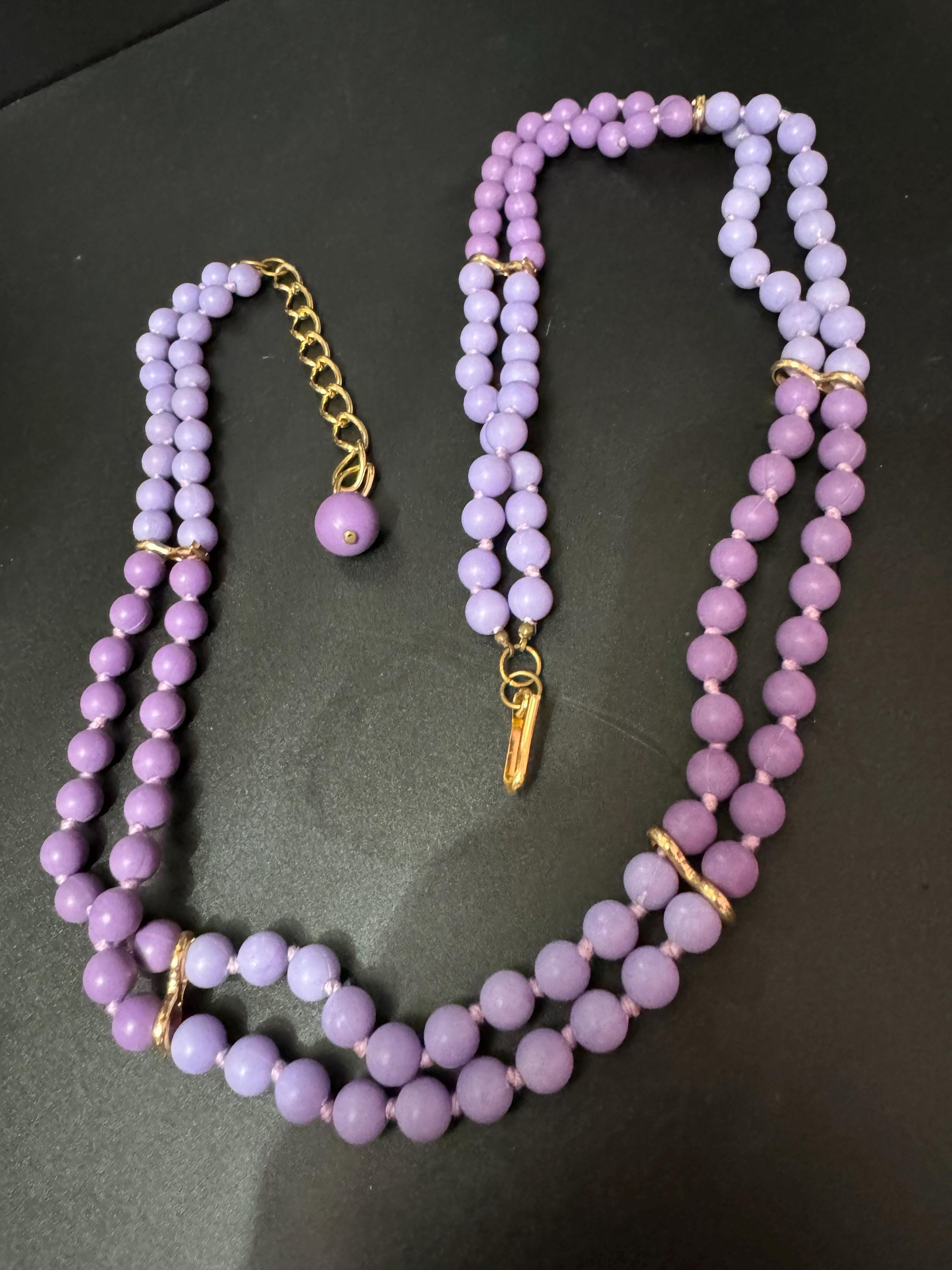 Vintage 1960s Purple Beaded Belt: Adjustable Chain Link