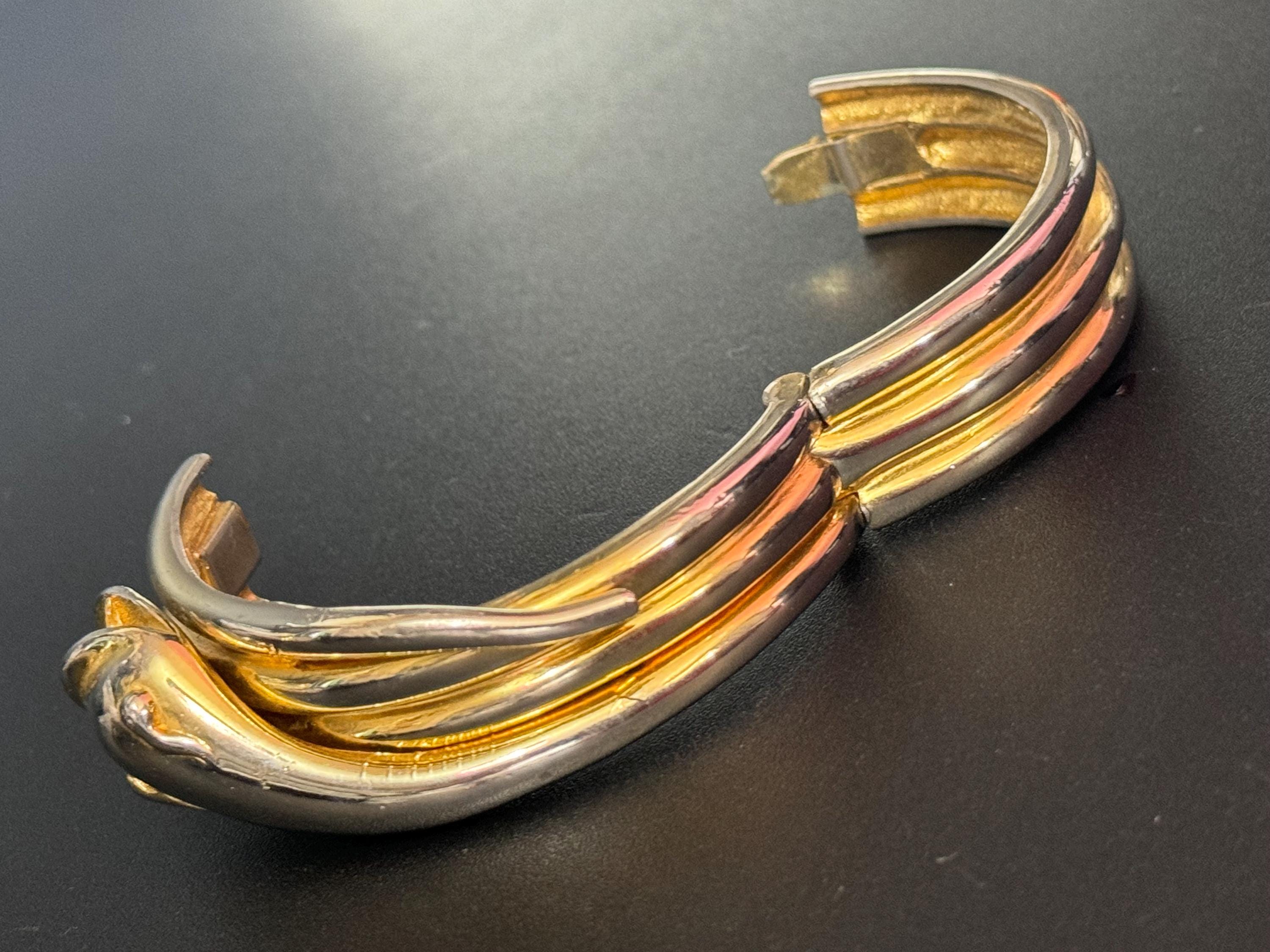 Butler and Wilson Gold Tone Snake Head Bangle Cuff