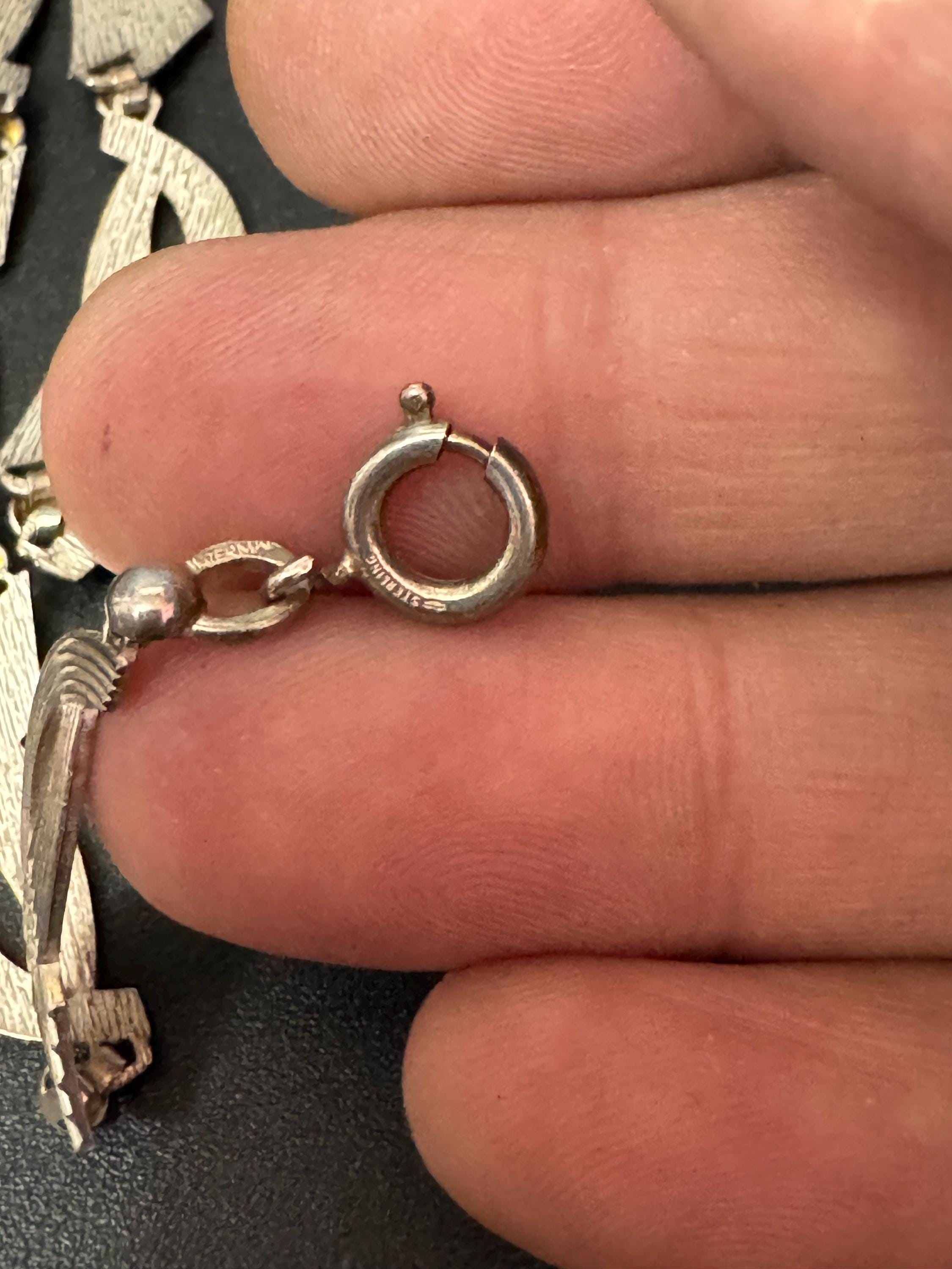 West Germany Sterling Silver Panel Link Collar Necklace