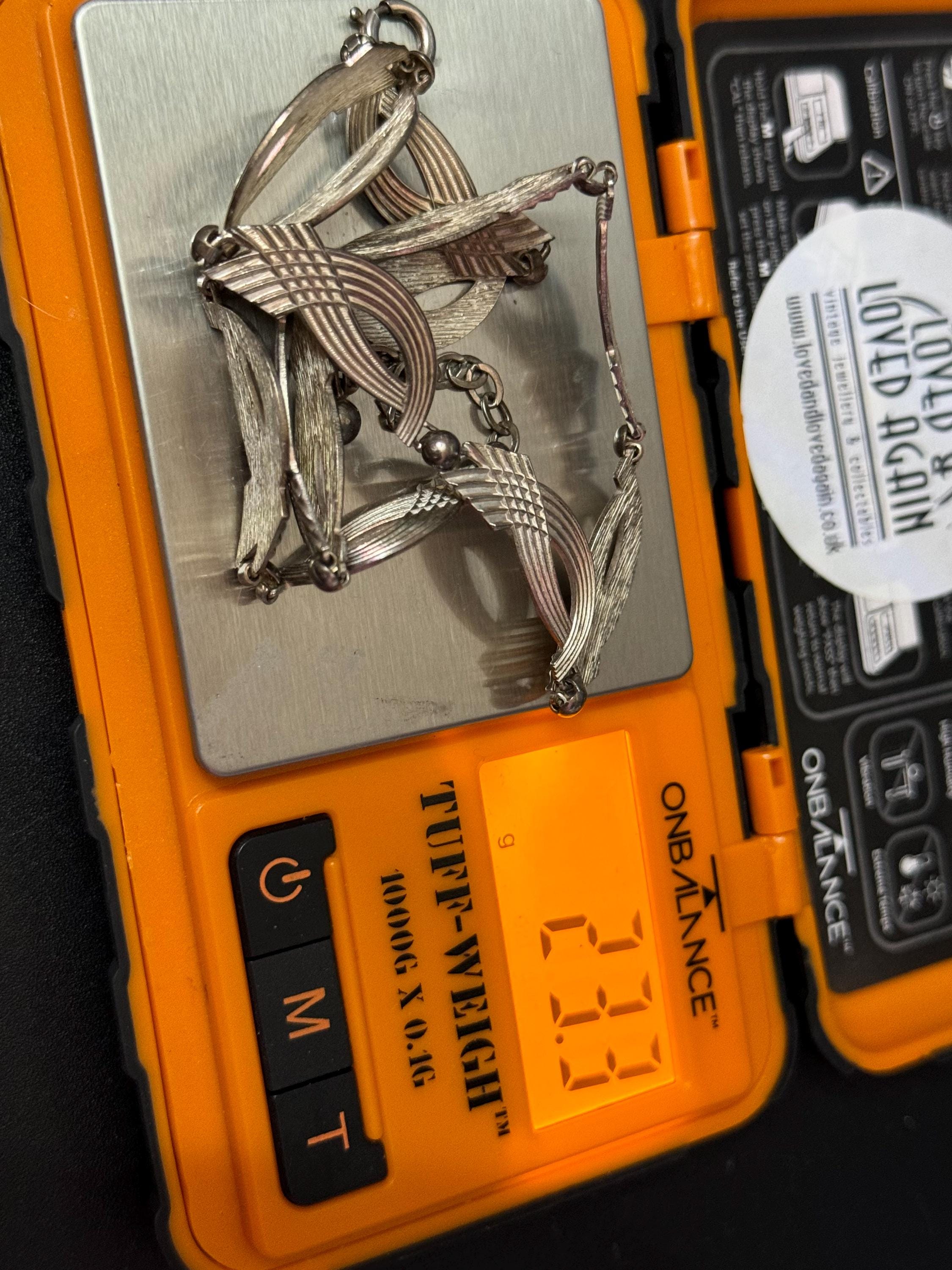 West Germany Sterling Silver Panel Link Collar Necklace