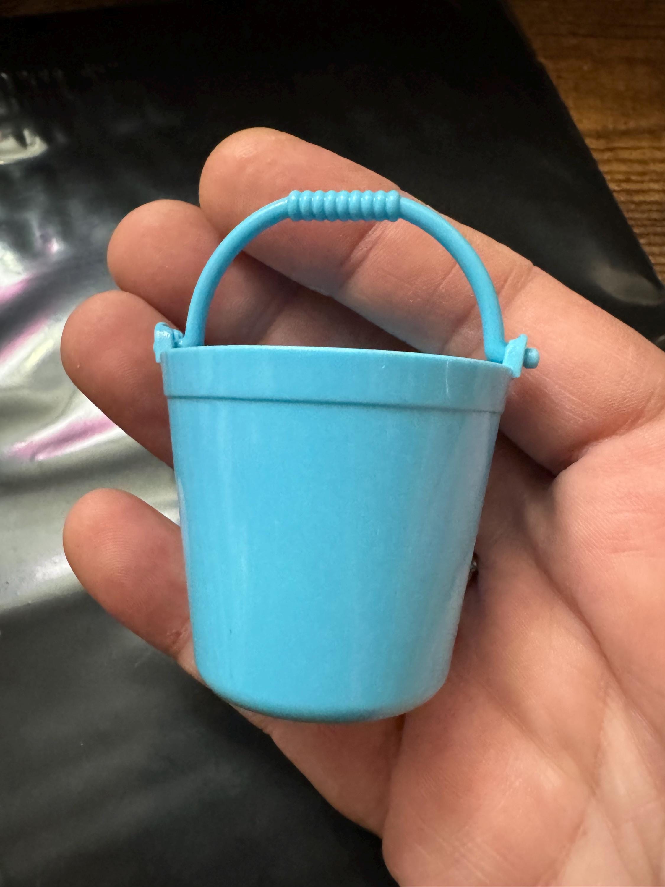 Miniature blue plastic bucket cake topper decoration dolls house craft mini Easter eggs