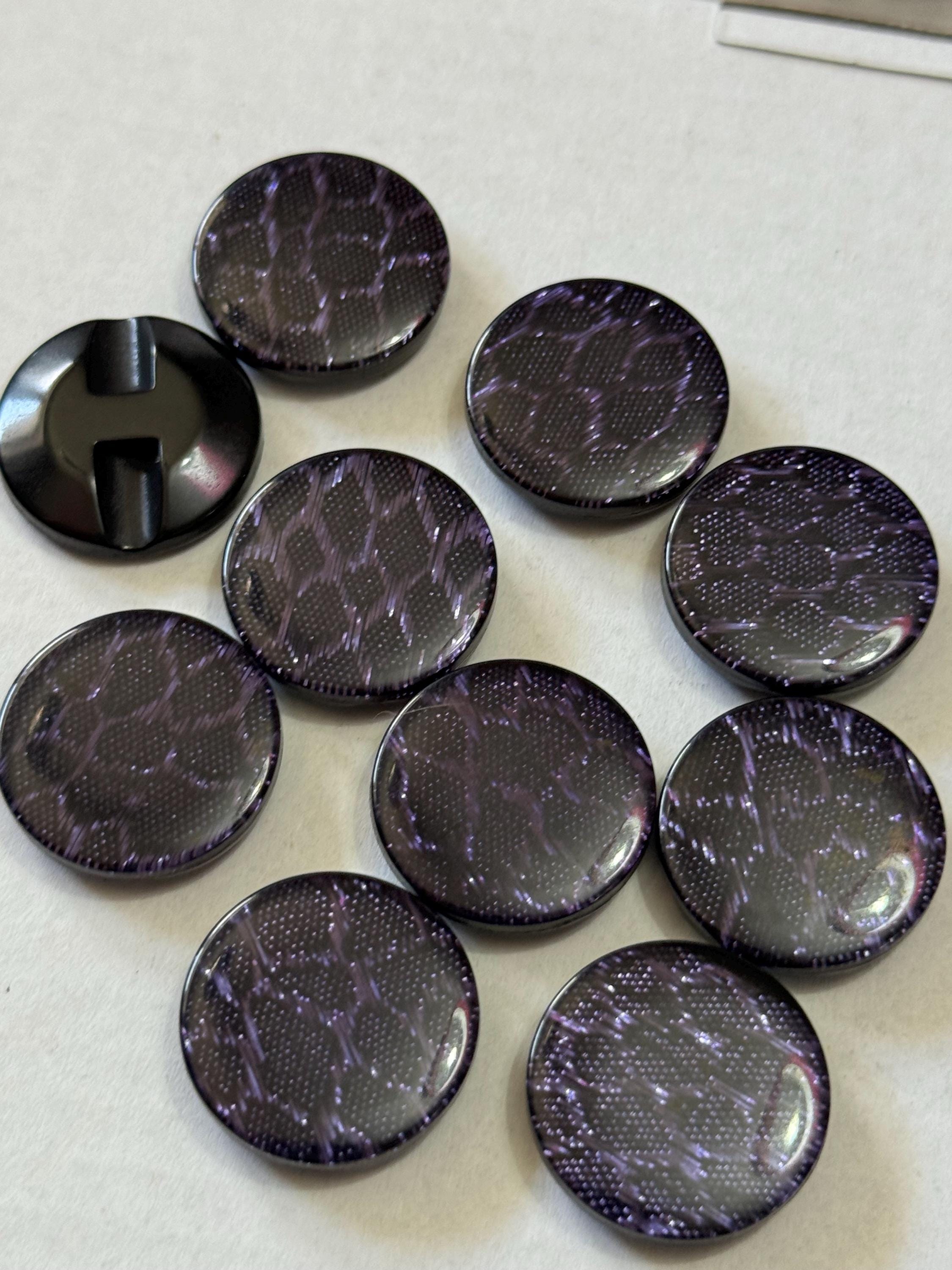 Set of 10 x 22mm plastic Violet Blue Purple snakeskin buttons glitter