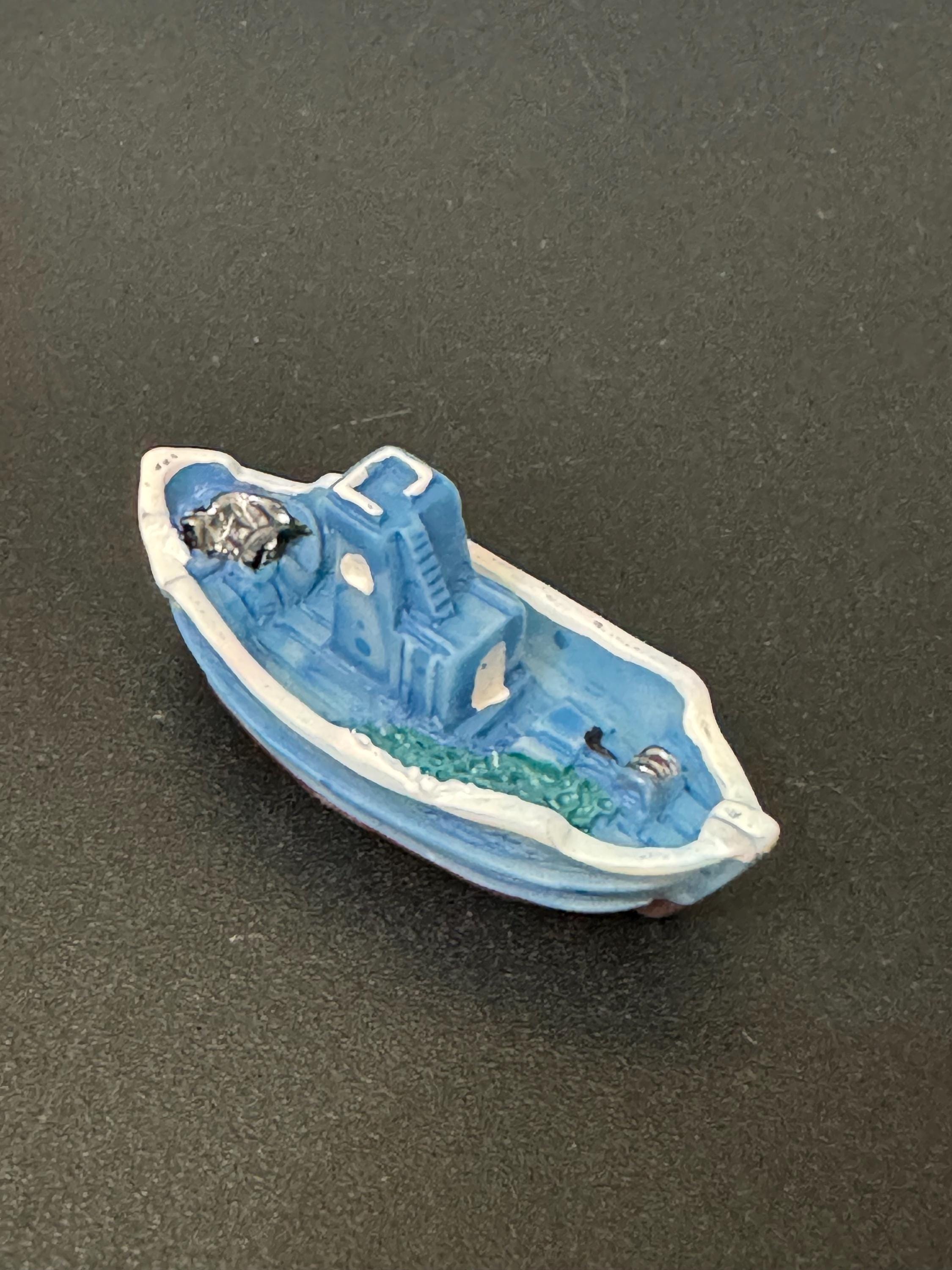 5cm miniature blue sea fishing boat cake topper decoration
